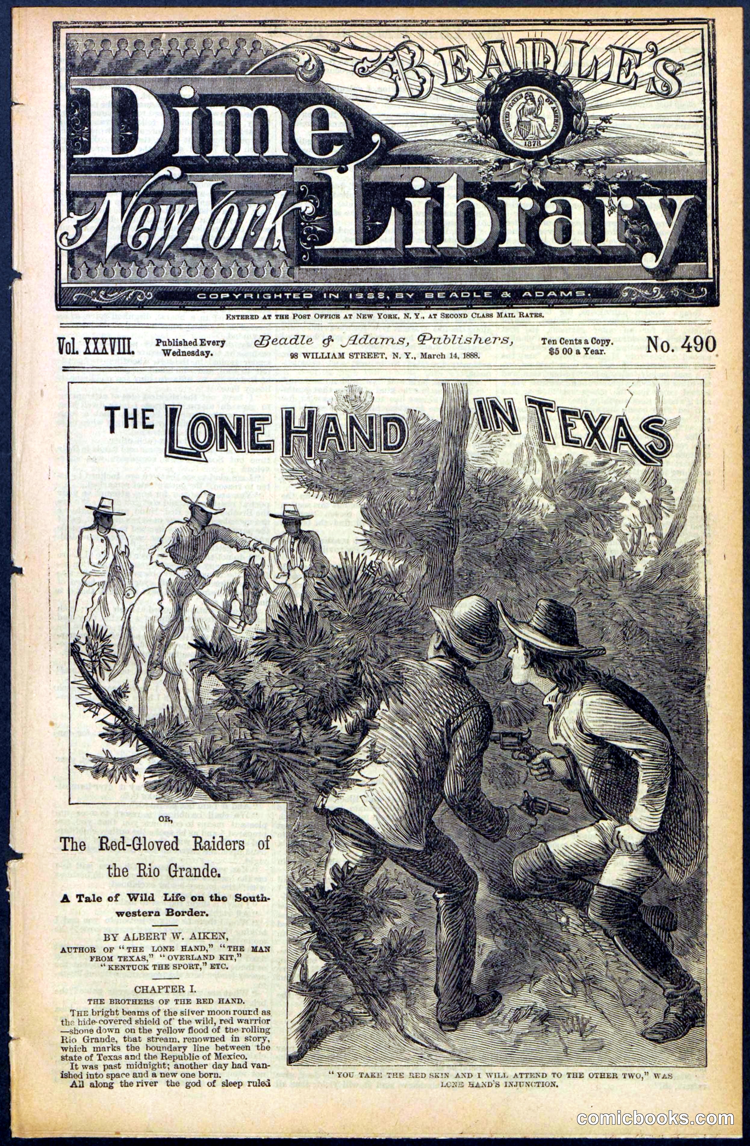 Beadle's Dime Library No. 490: 'The Lone Hand in Texas'