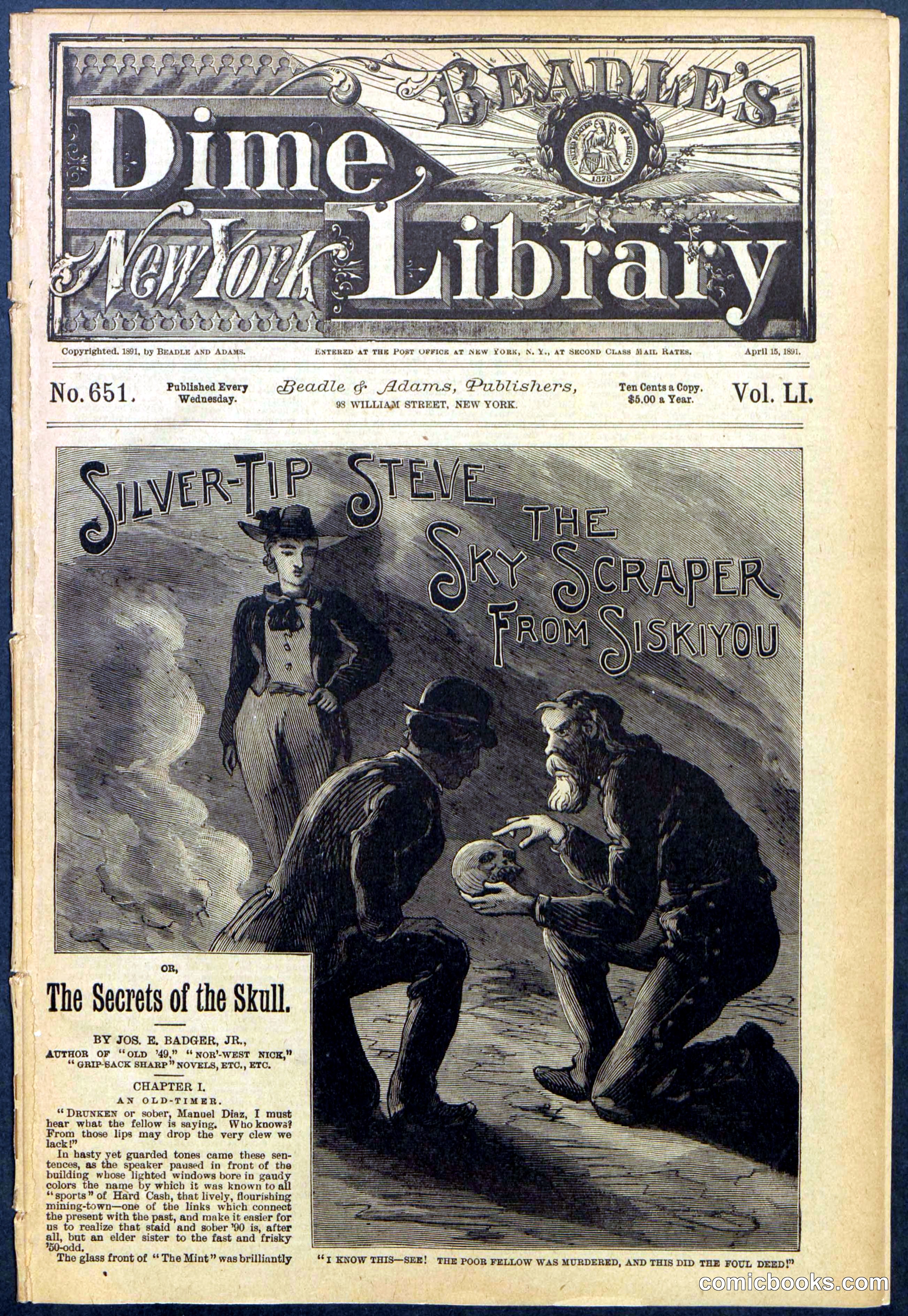 Beadle's New York Dime Library, No. 651