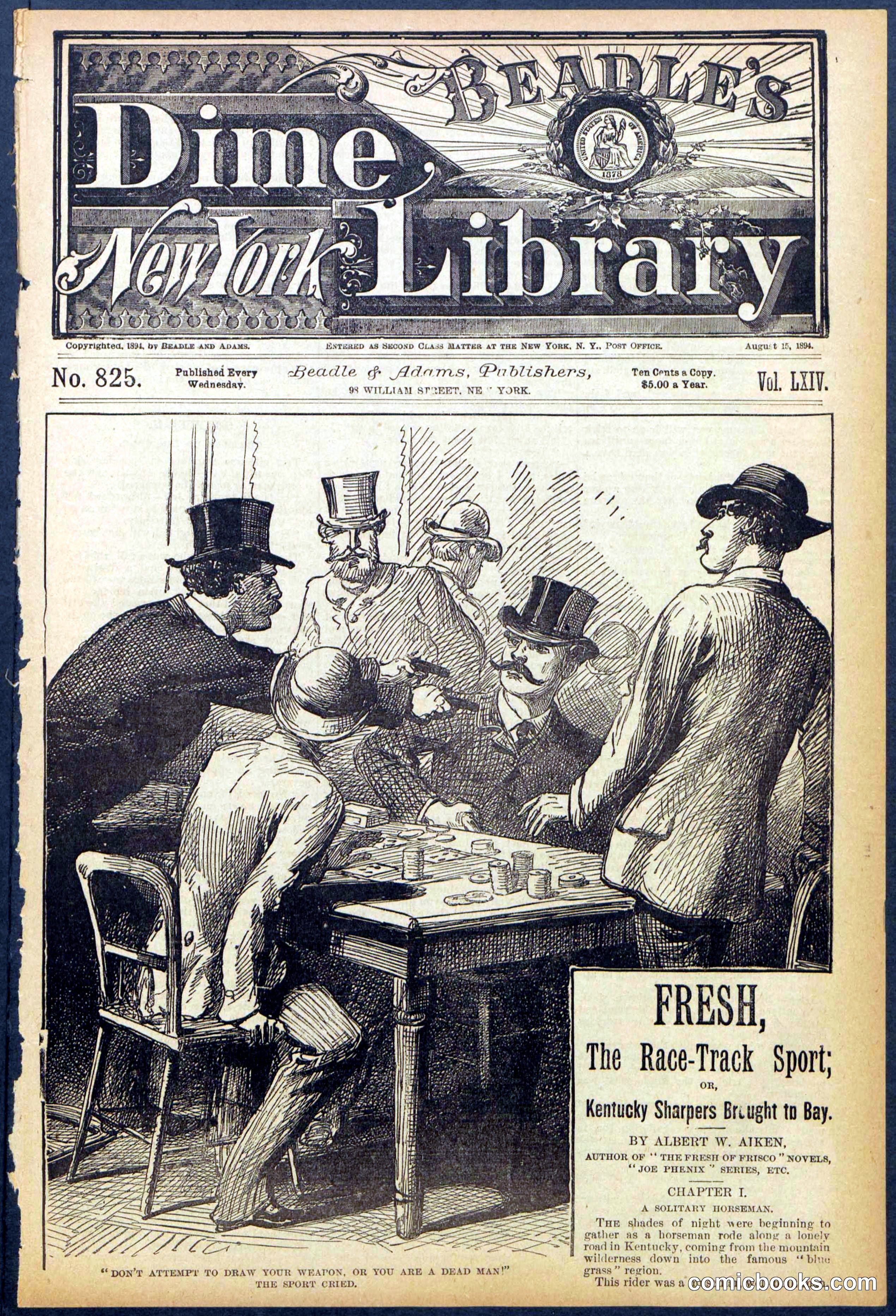 Beadle's New York Dime Library, No. 825