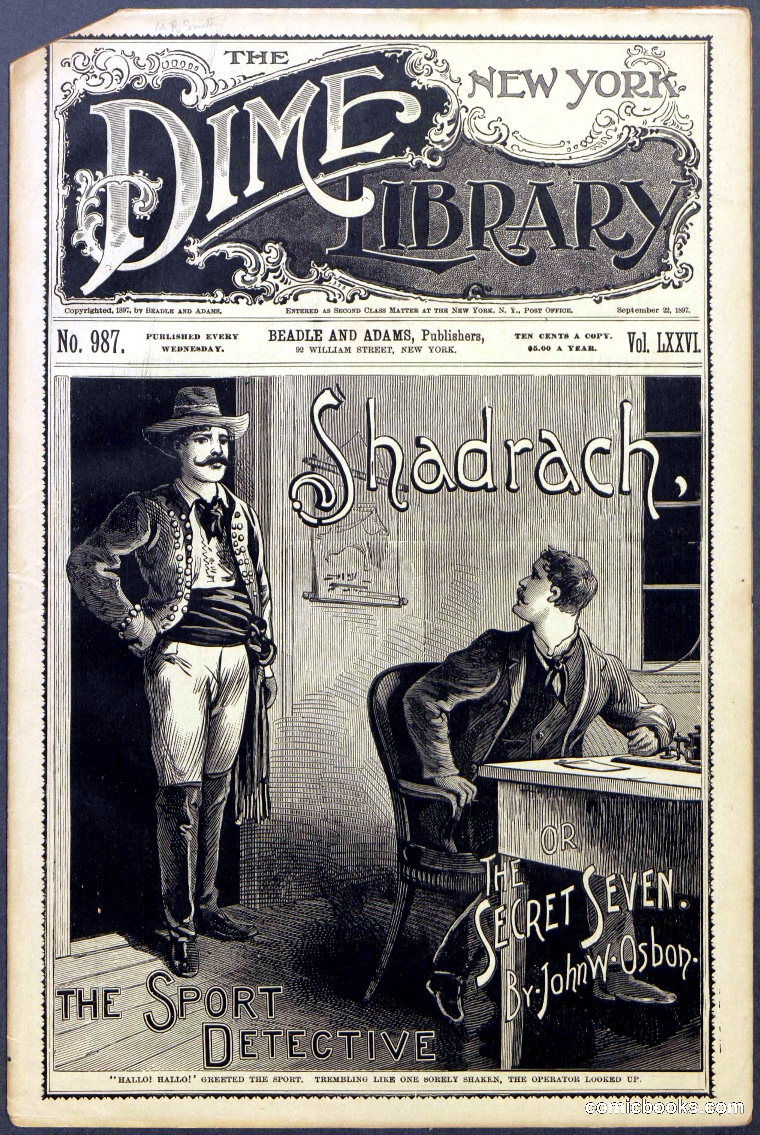 Beadle's New York Dime Library No. 987