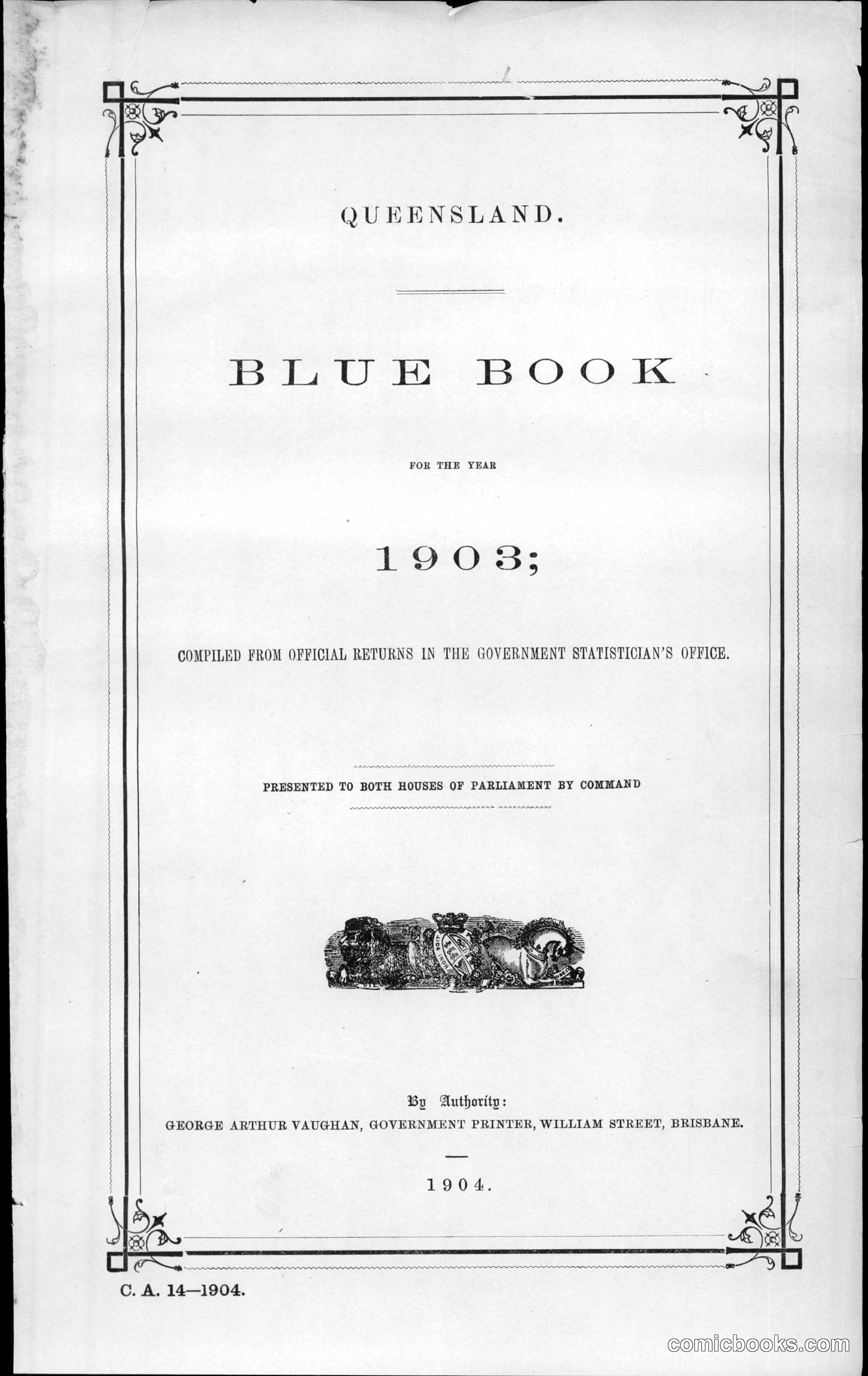 Queensland Blue Book, 1903