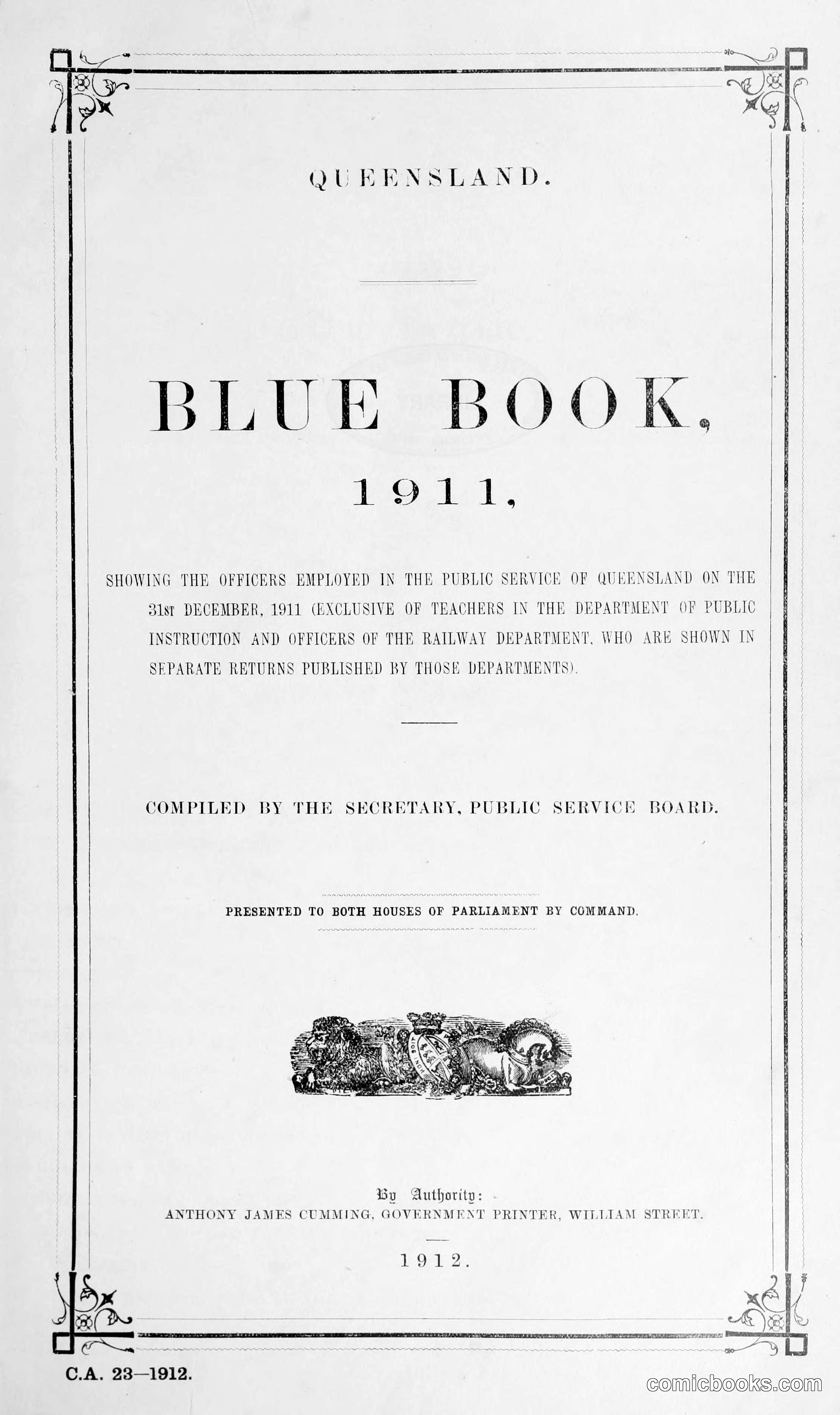 Queensland Blue Book, 1911