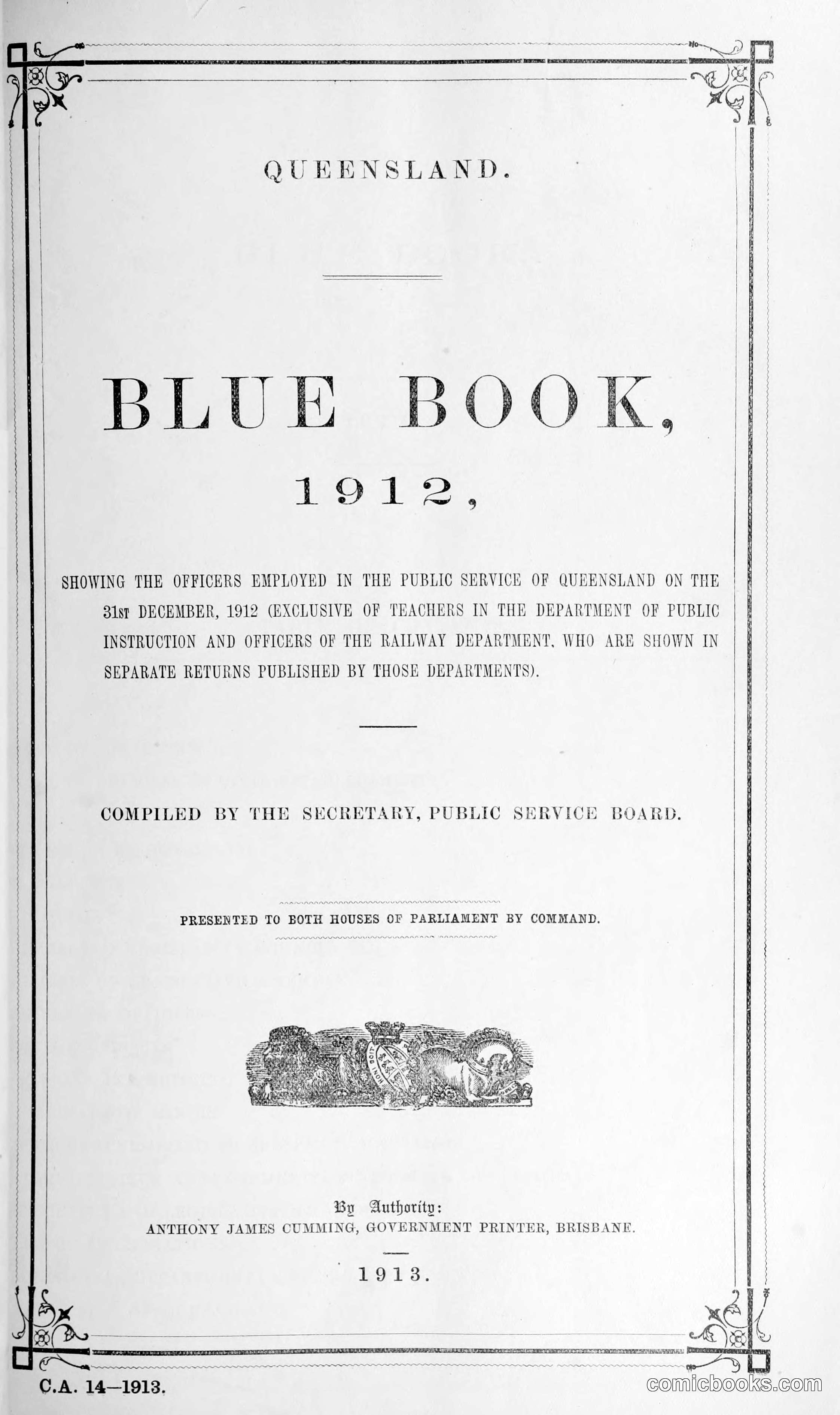 Queensland Blue Book, 1912