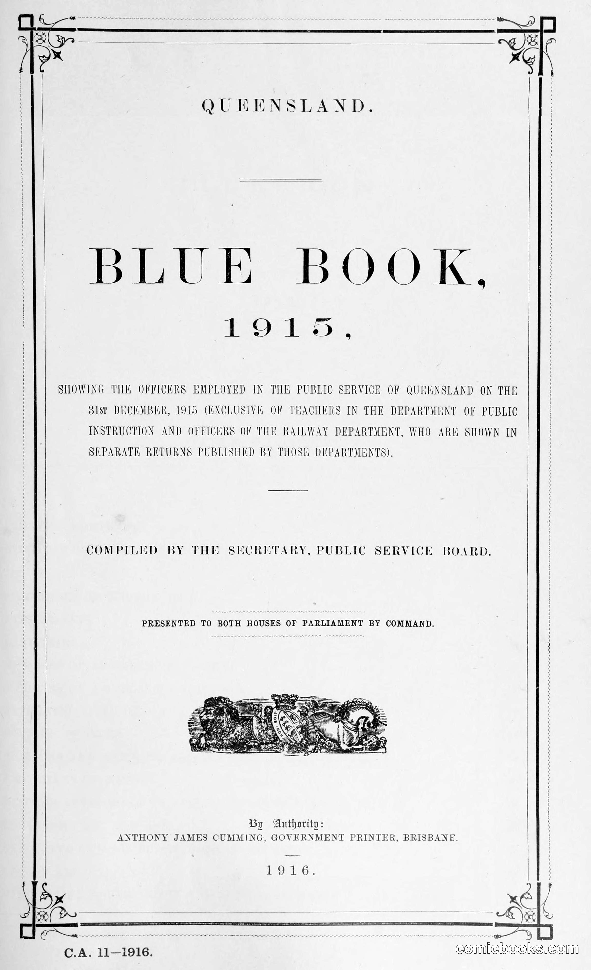 Queensland Blue Book, 1915