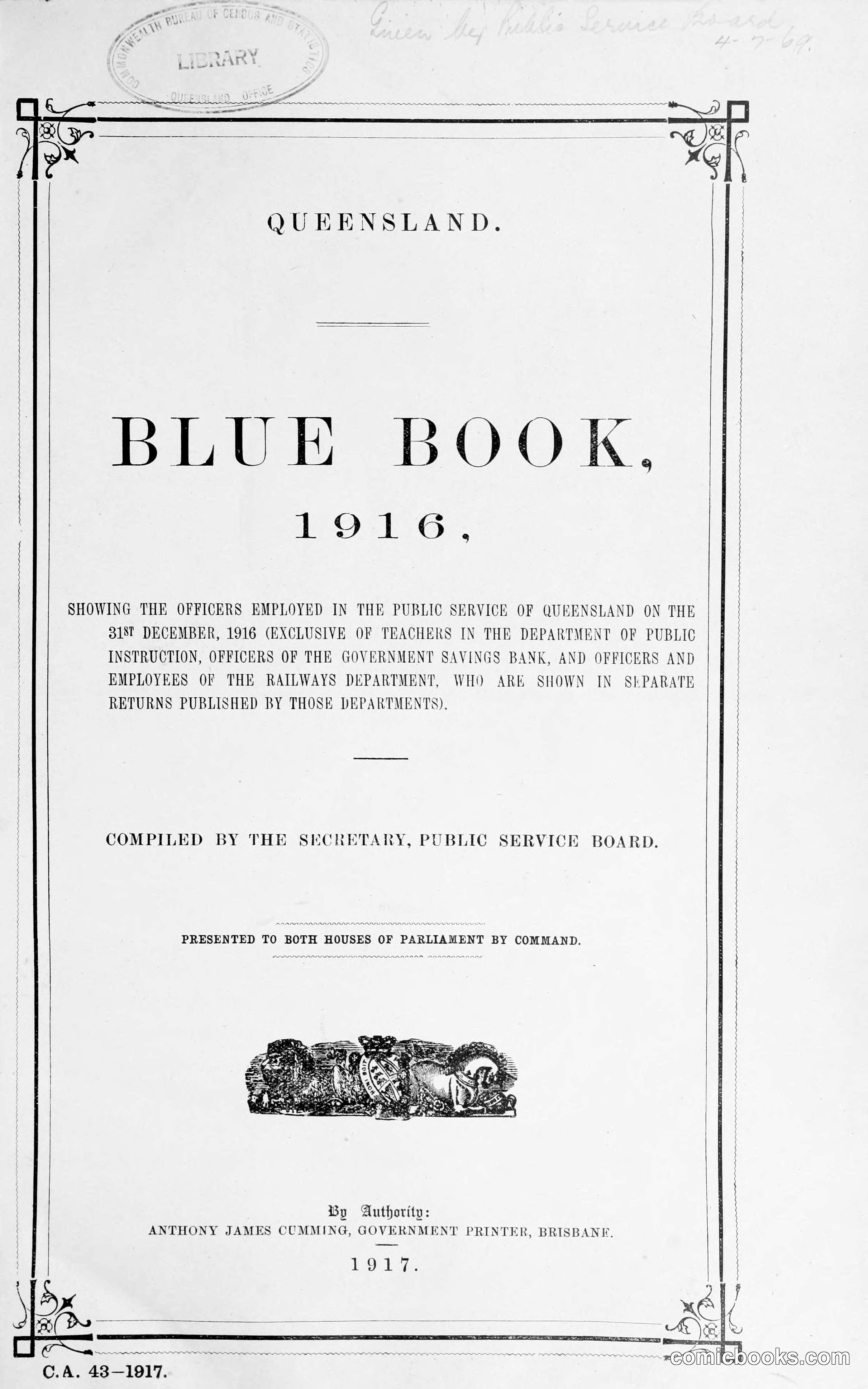Queensland Blue Book, 1916