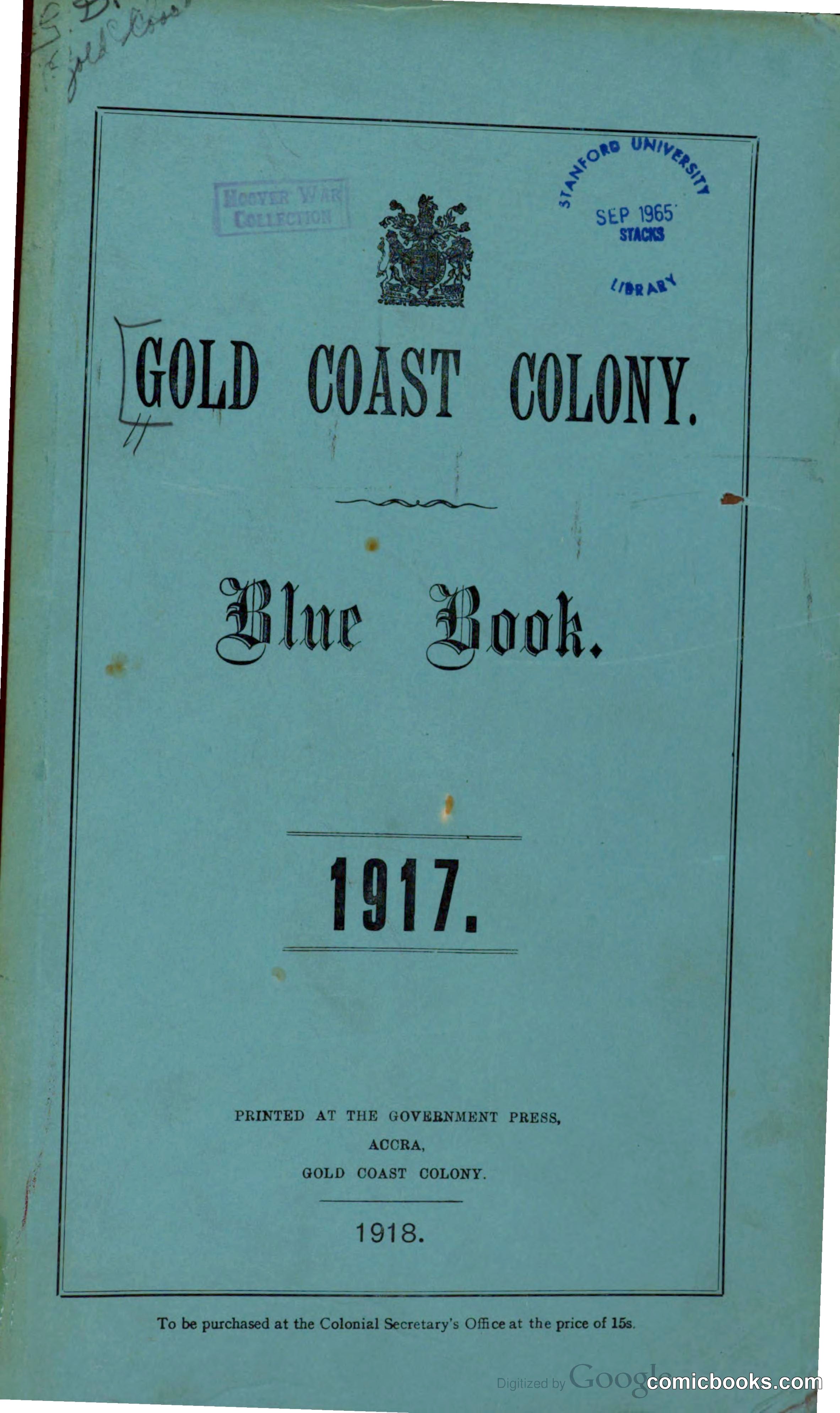 Blue Book Magazine, Gold Coast Colony Issue