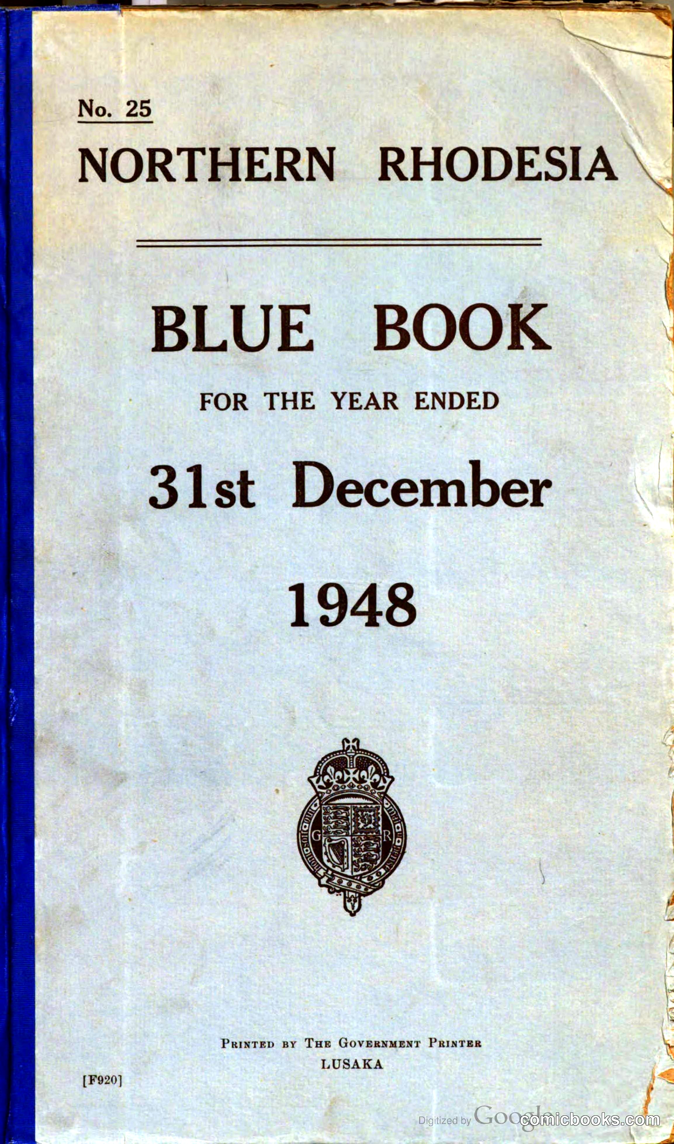 Northern Rhodesia Blue Book for the year ended 31st December 1948