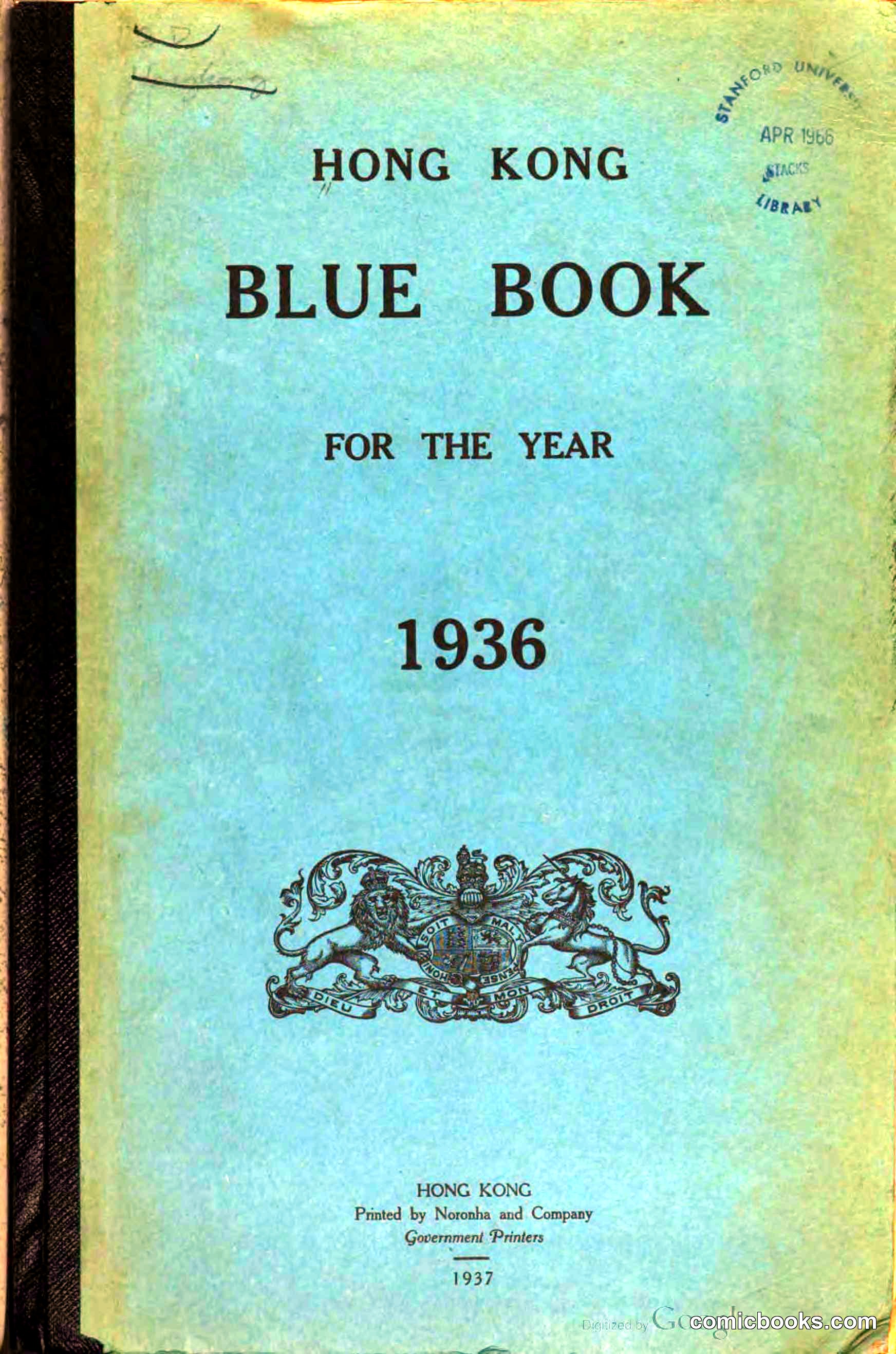 Hong Kong Blue Book, 1936
