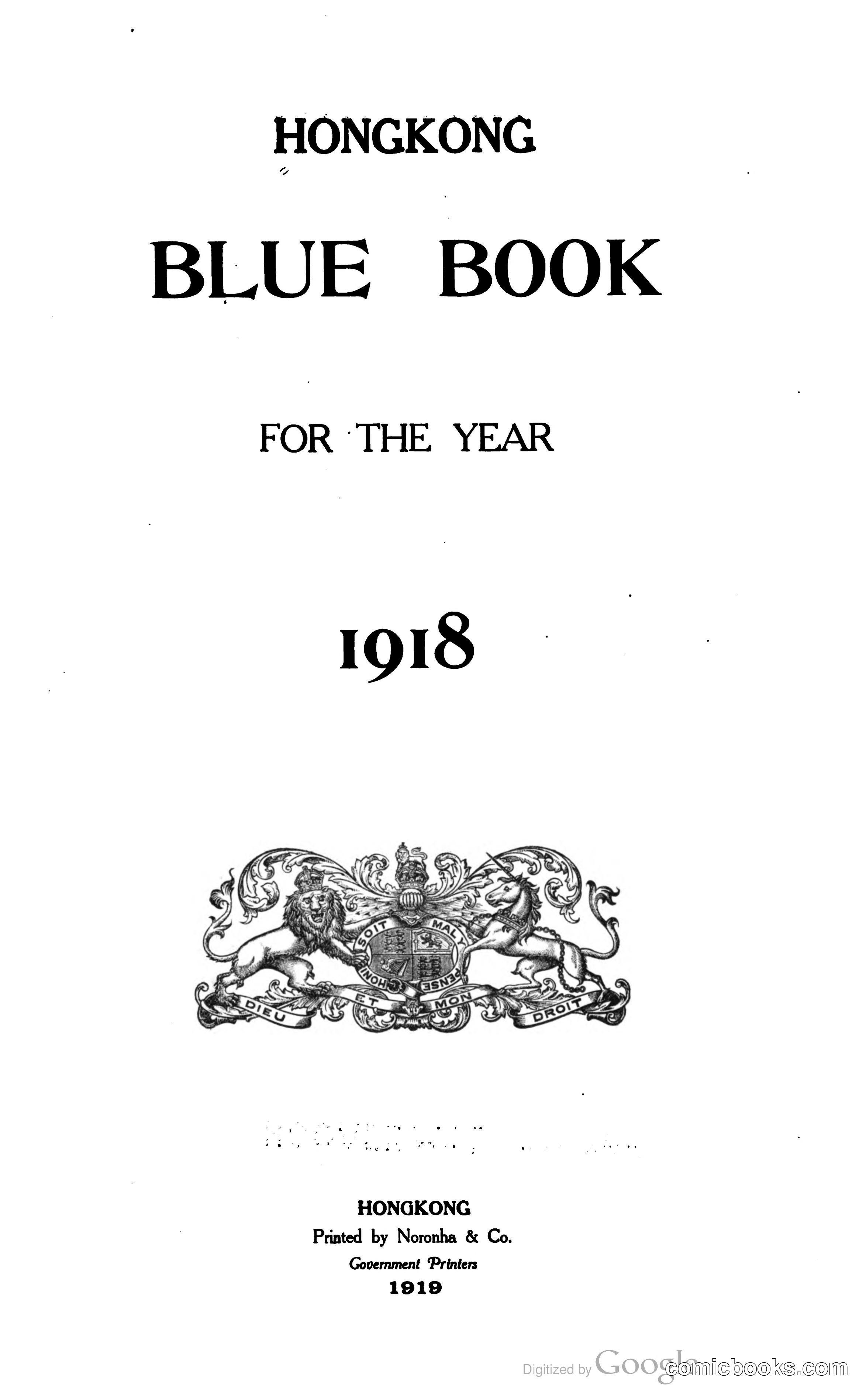 Hong Kong Blue Book, 1919