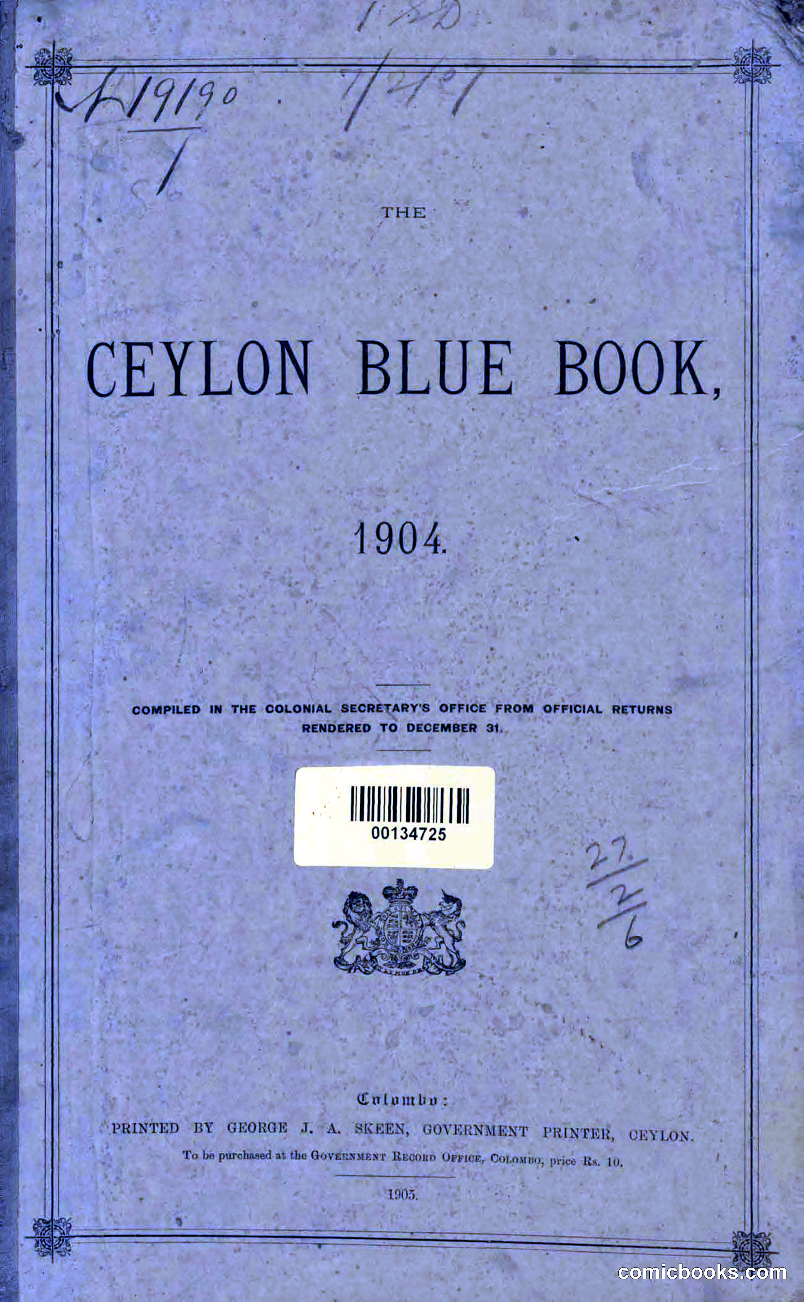 The Ceylon Blue Book, 1904