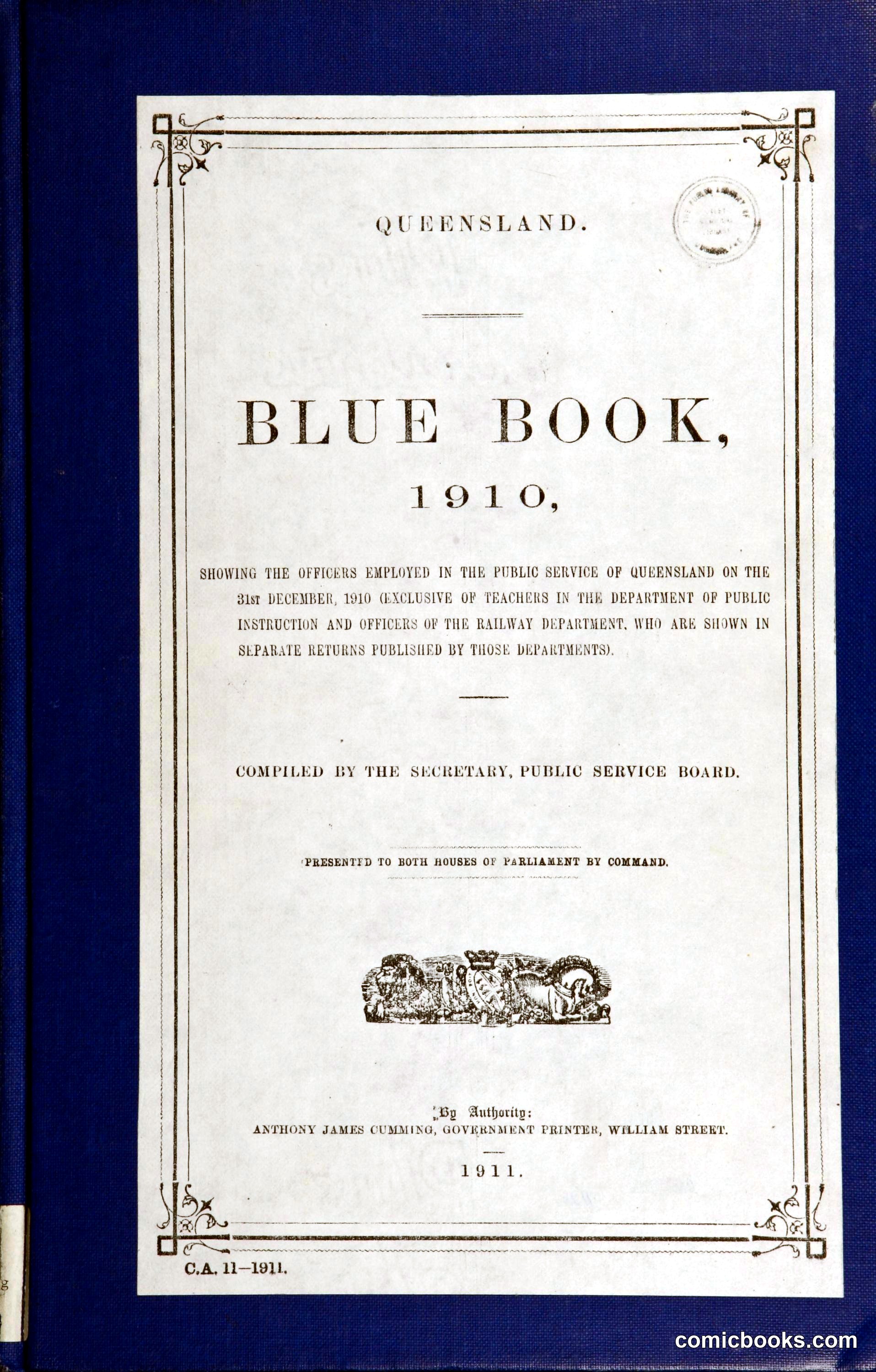 Queensland Blue Book, 1910