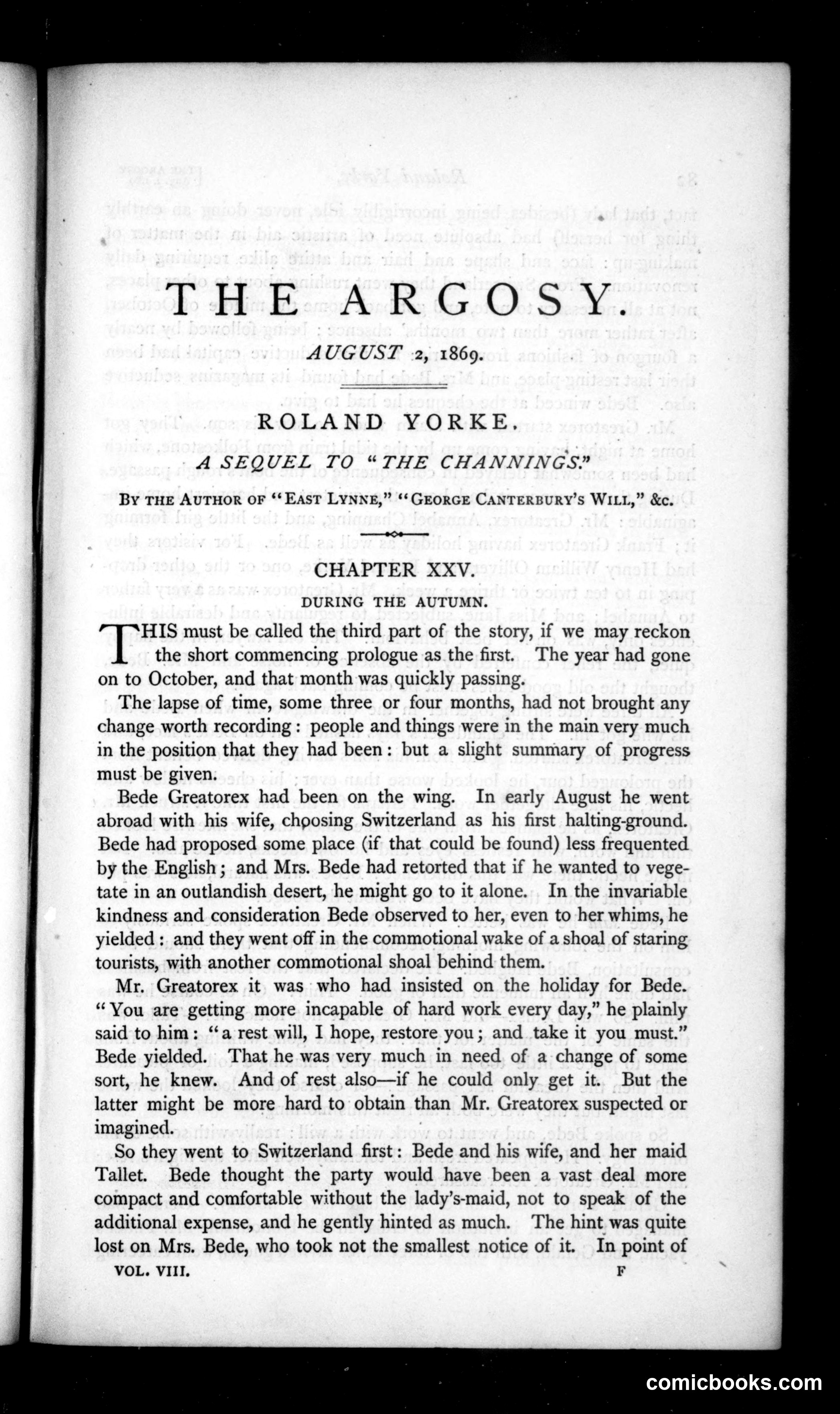 The Argosy, Vol. VIII