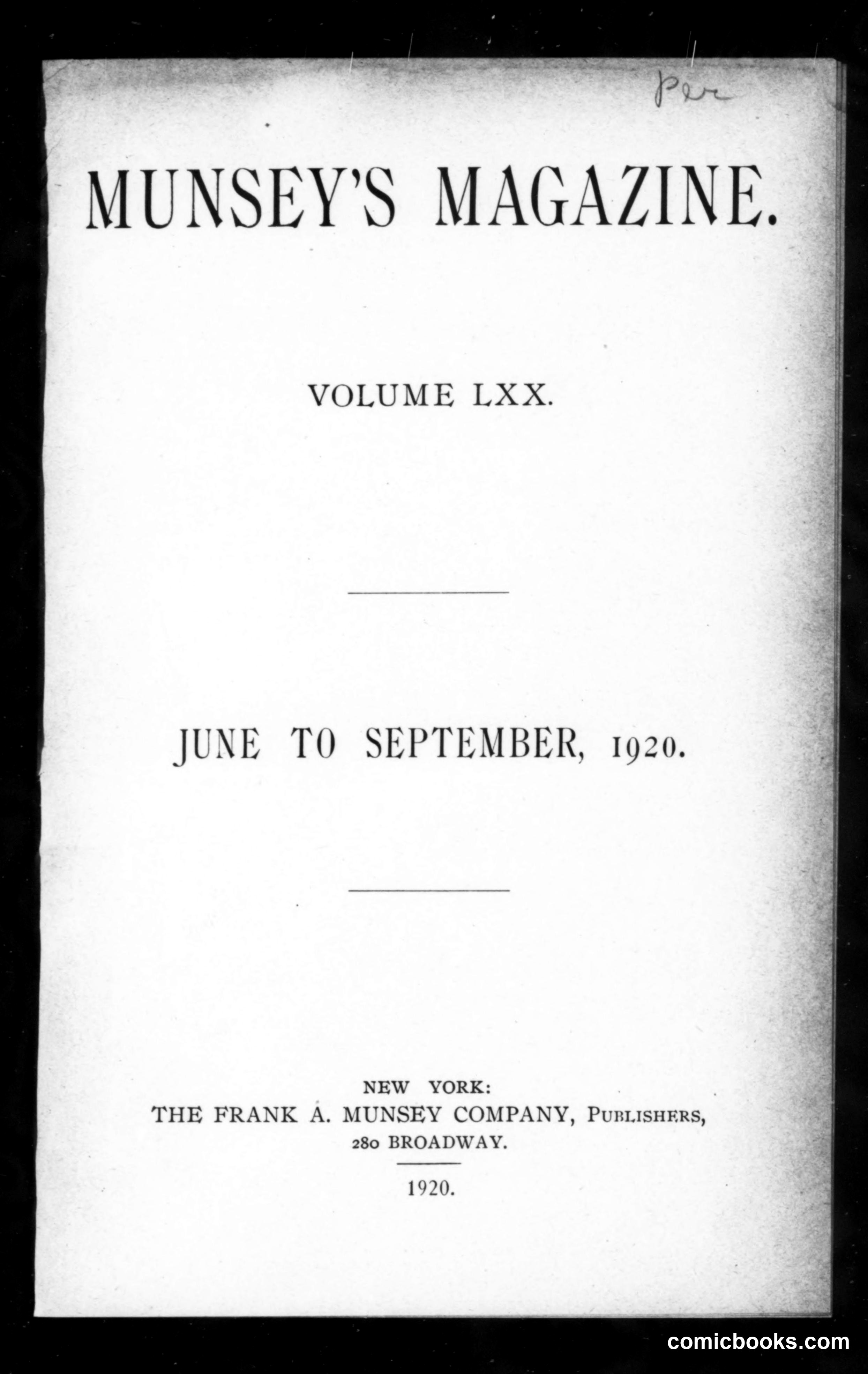 Munsey's Magazine, Volume LXX