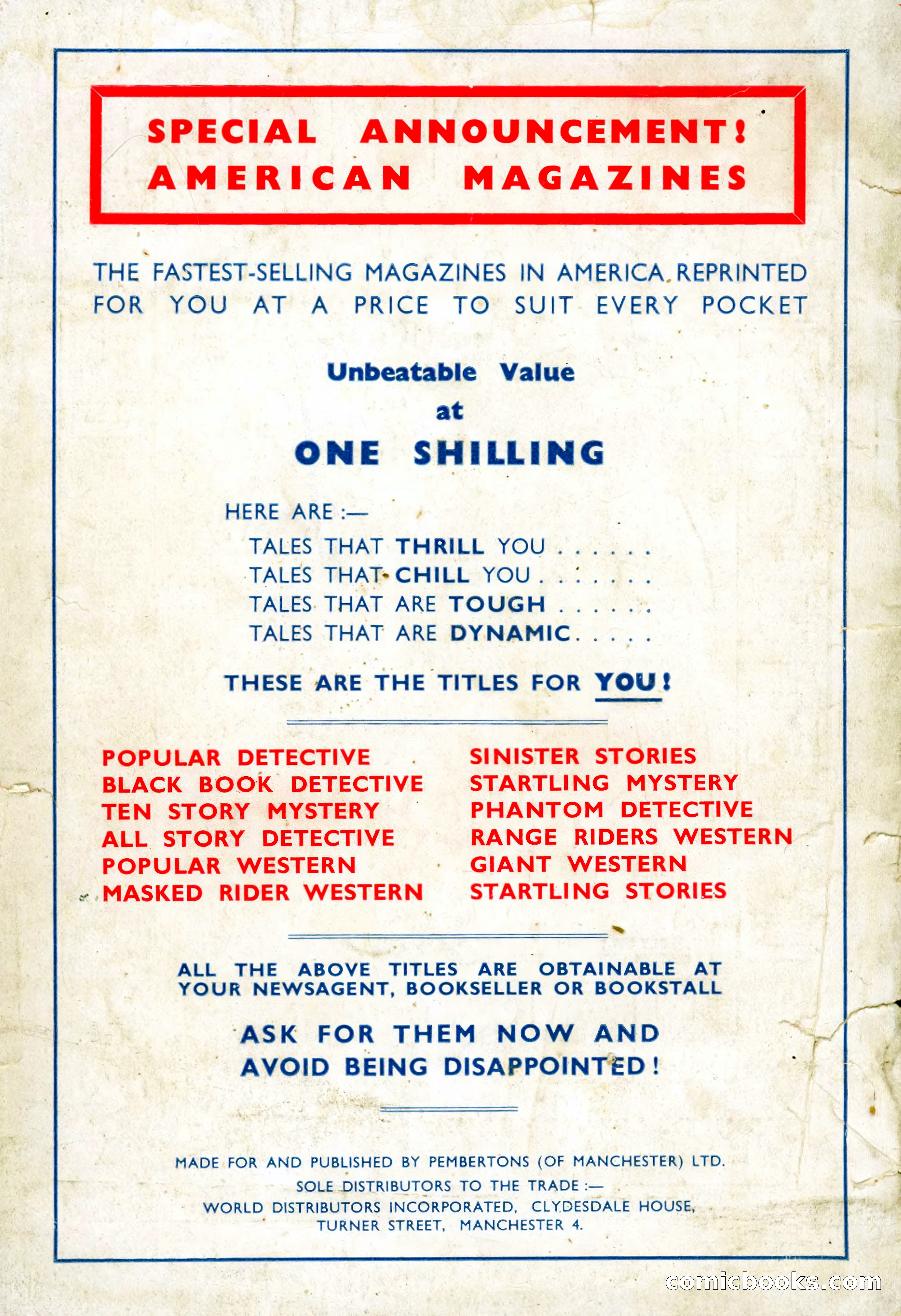 10 Story Mystery Magazine, Issue 1 — page 68 of 68