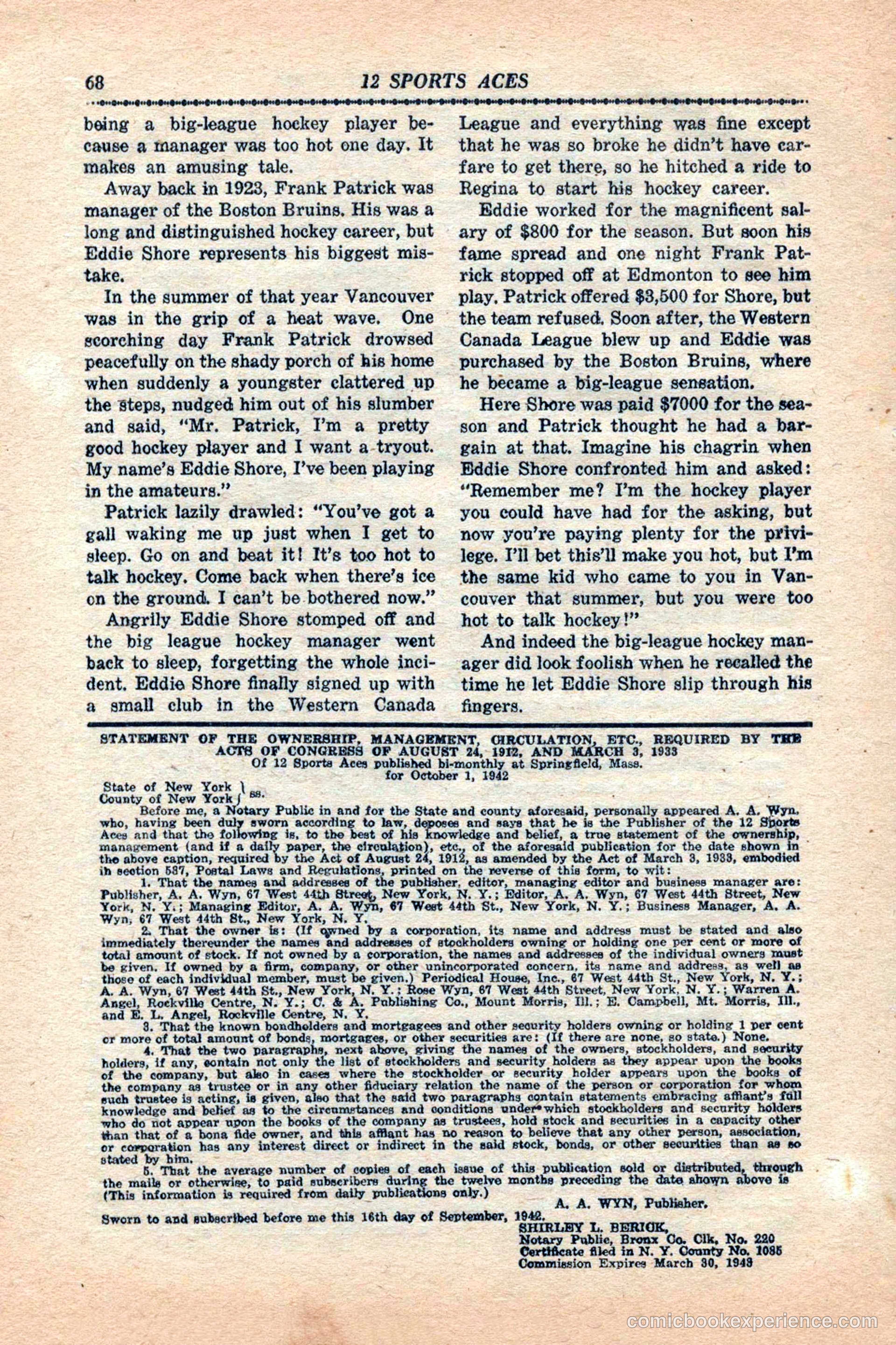 12 Sports Aces, January 1943 — page 70 of 116