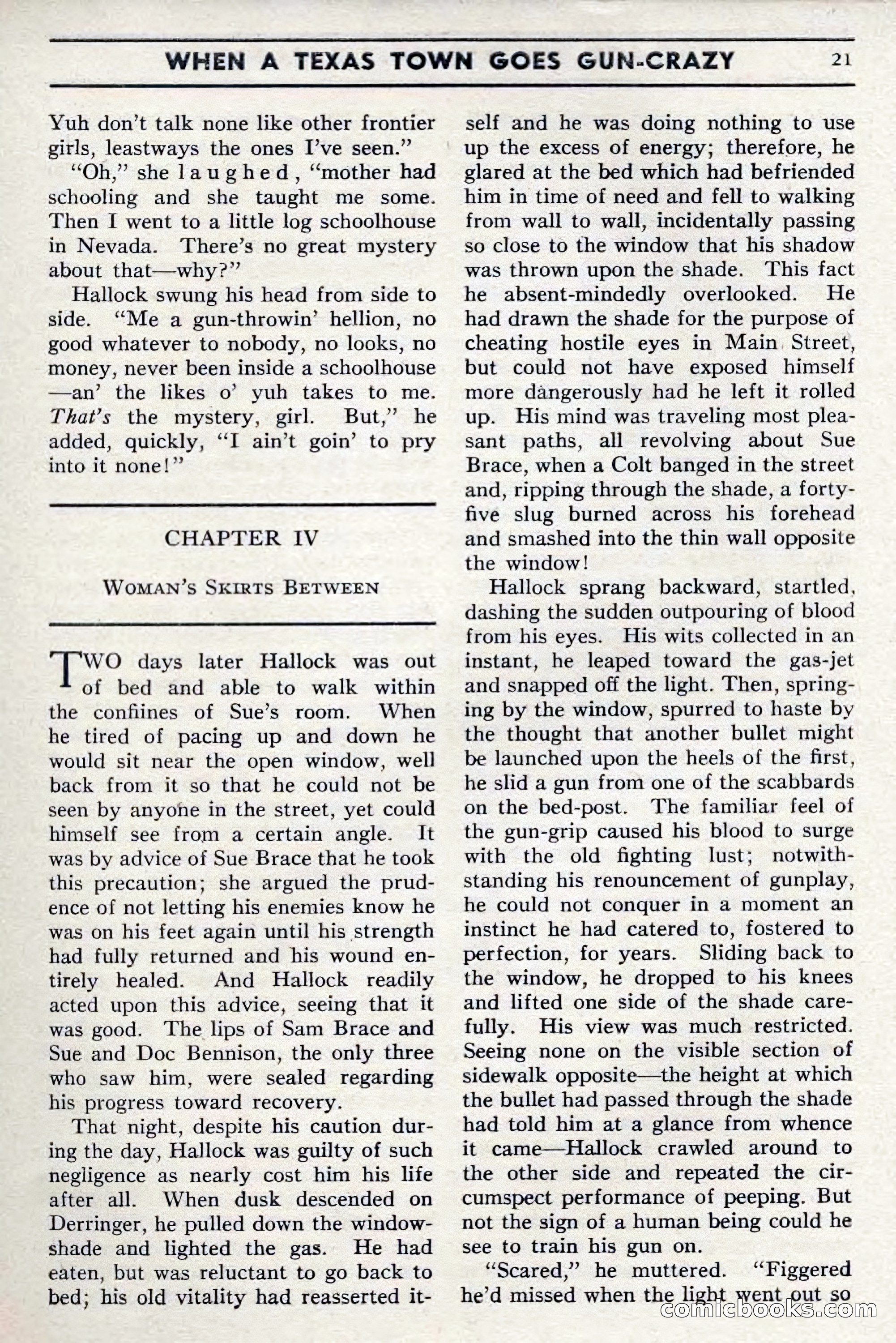 Two-Gun Western Novels Magazine, April 1942 — page 21 of 116