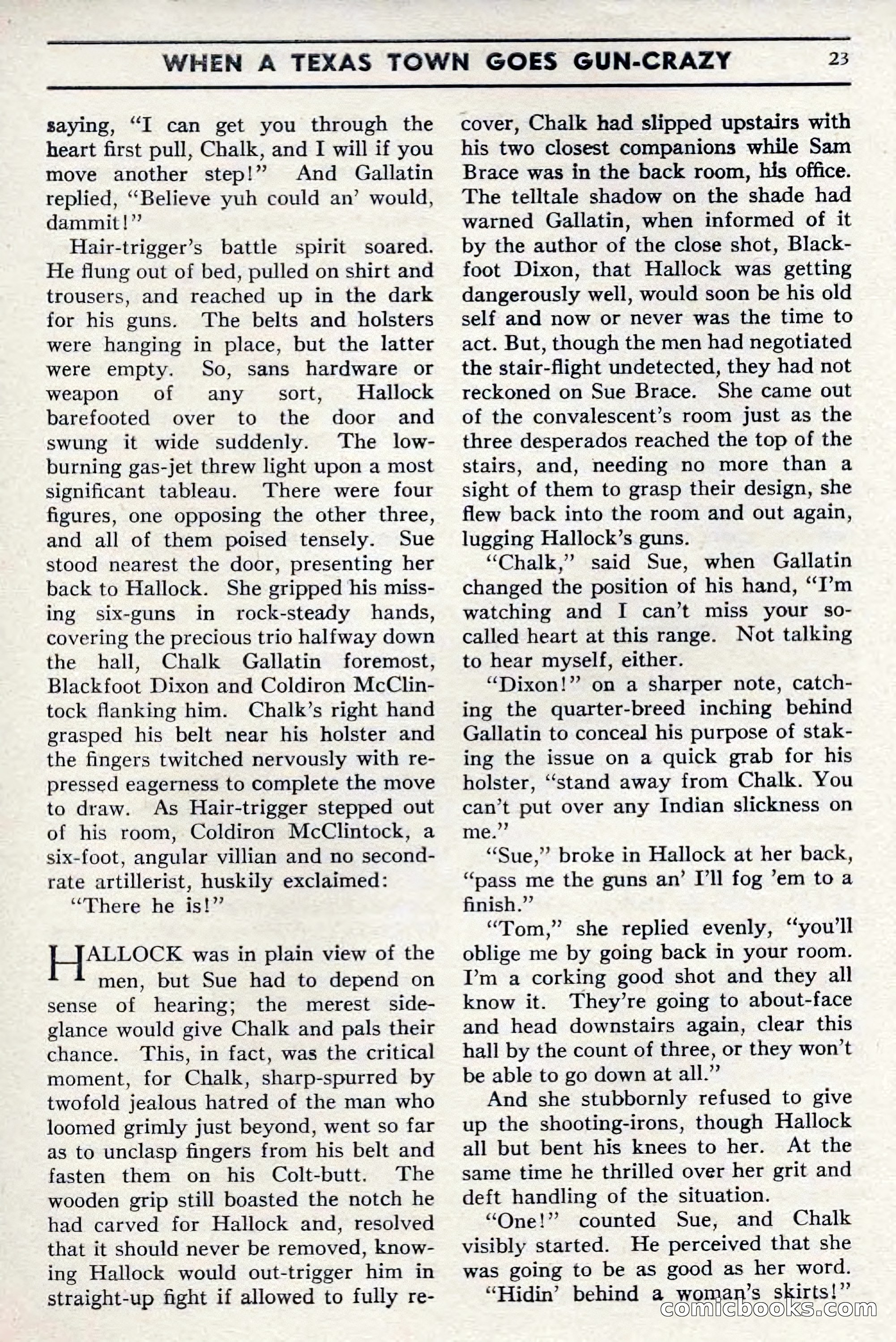 Two-Gun Western Novels Magazine, April 1942 — page 23 of 116