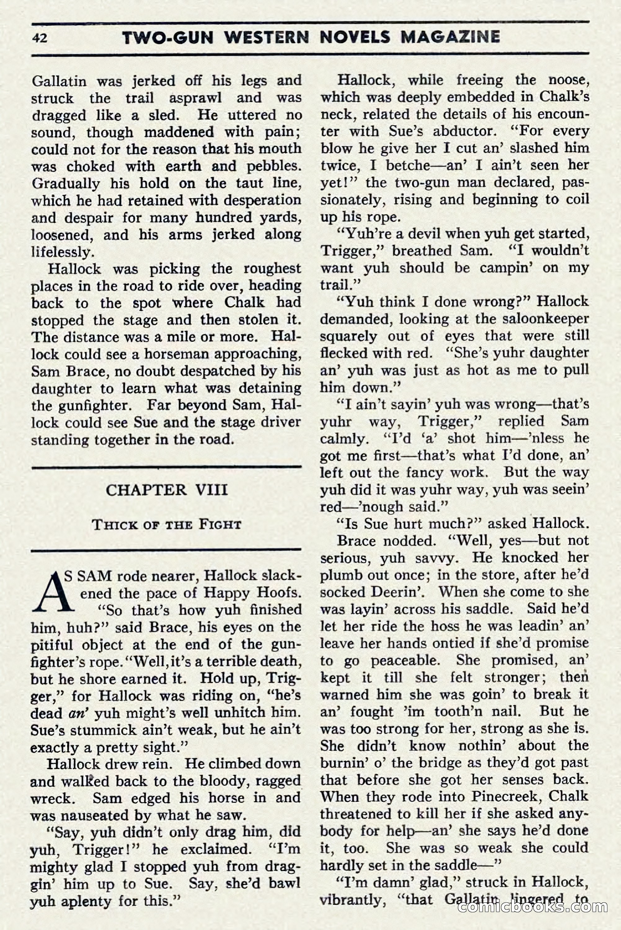Two-Gun Western Novels Magazine, April 1942 — page 42 of 116