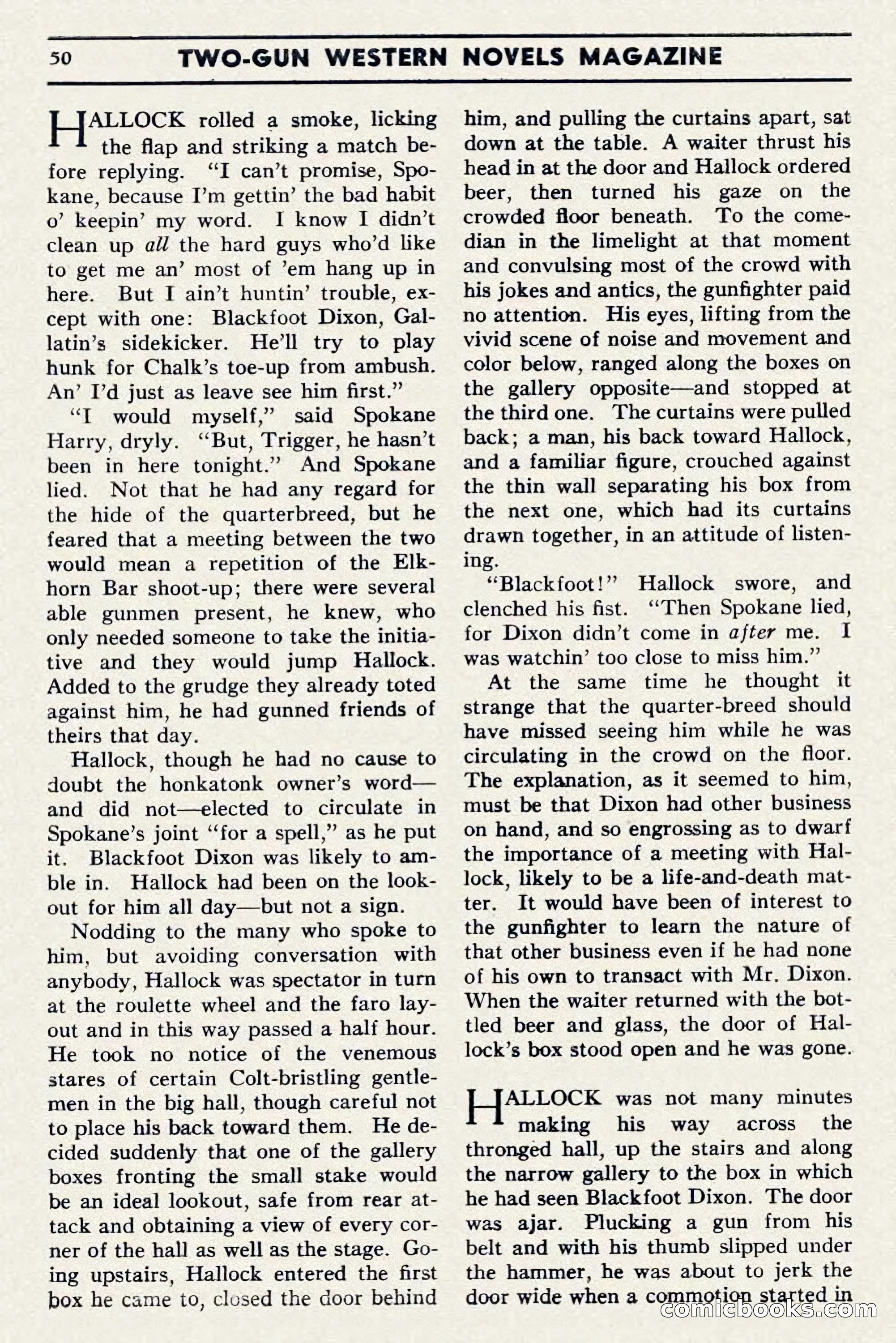 Two-Gun Western Novels Magazine, April 1942 — page 50 of 116