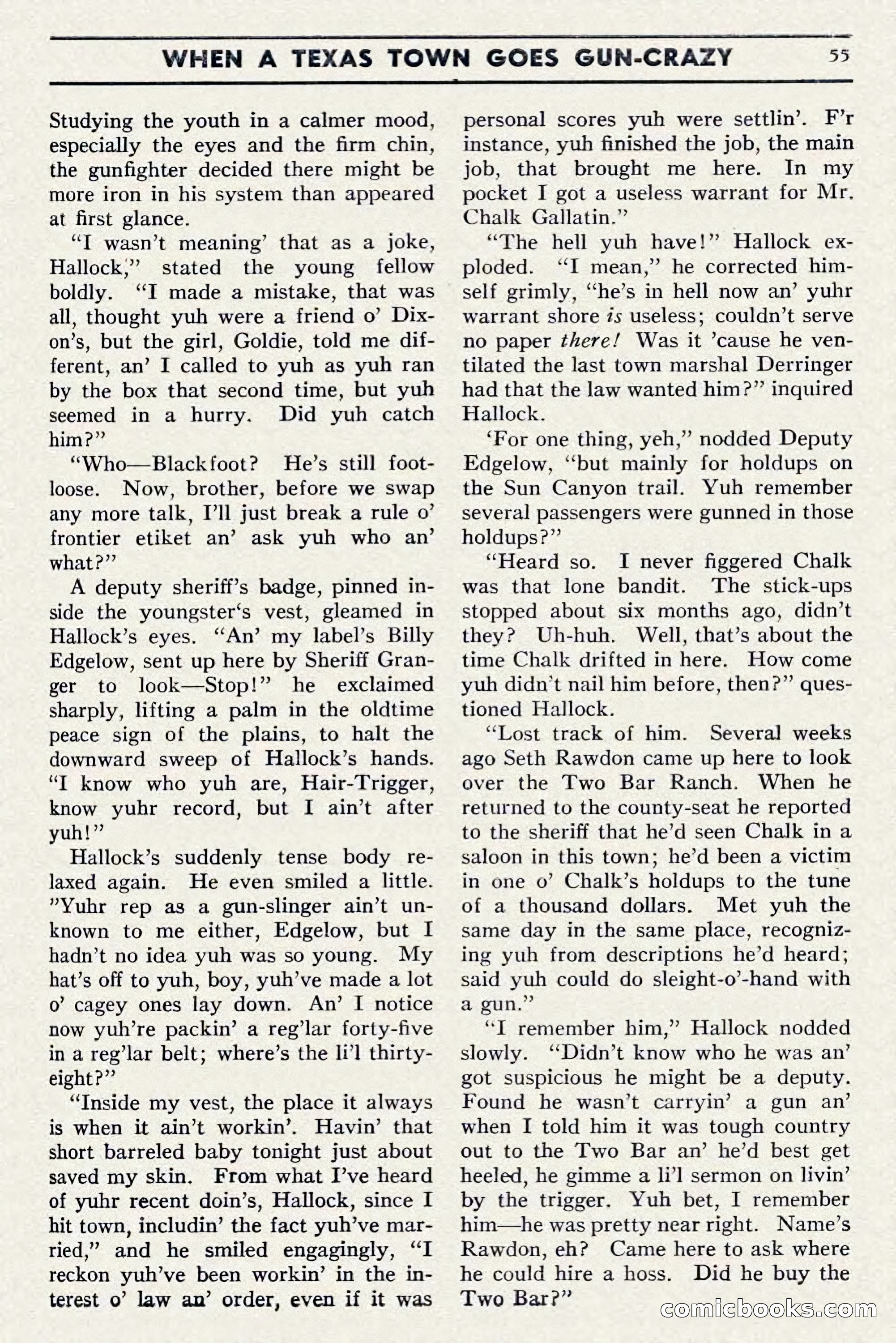 Two-Gun Western Novels Magazine, April 1942 — page 55 of 116