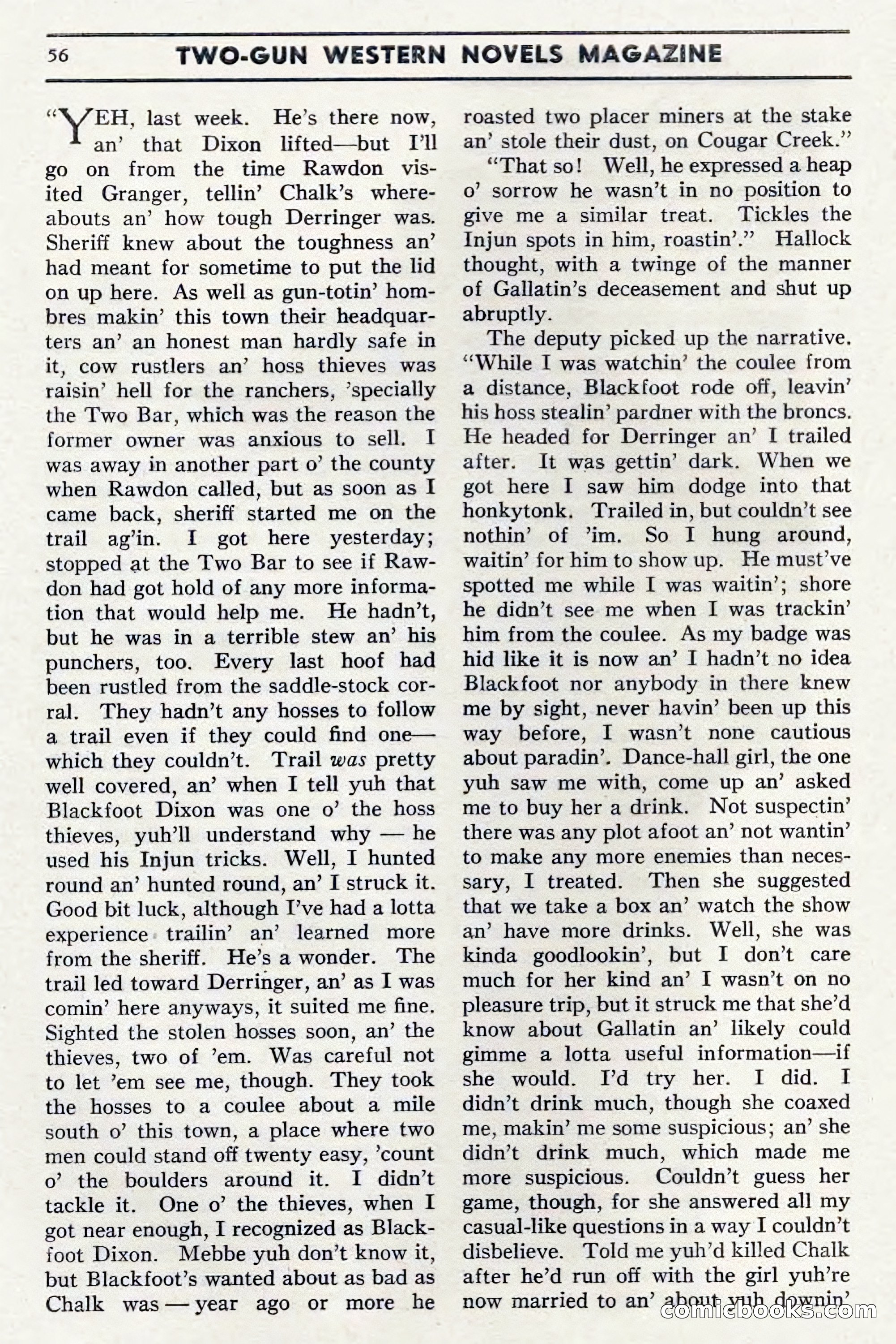 Two-Gun Western Novels Magazine, April 1942 — page 56 of 116