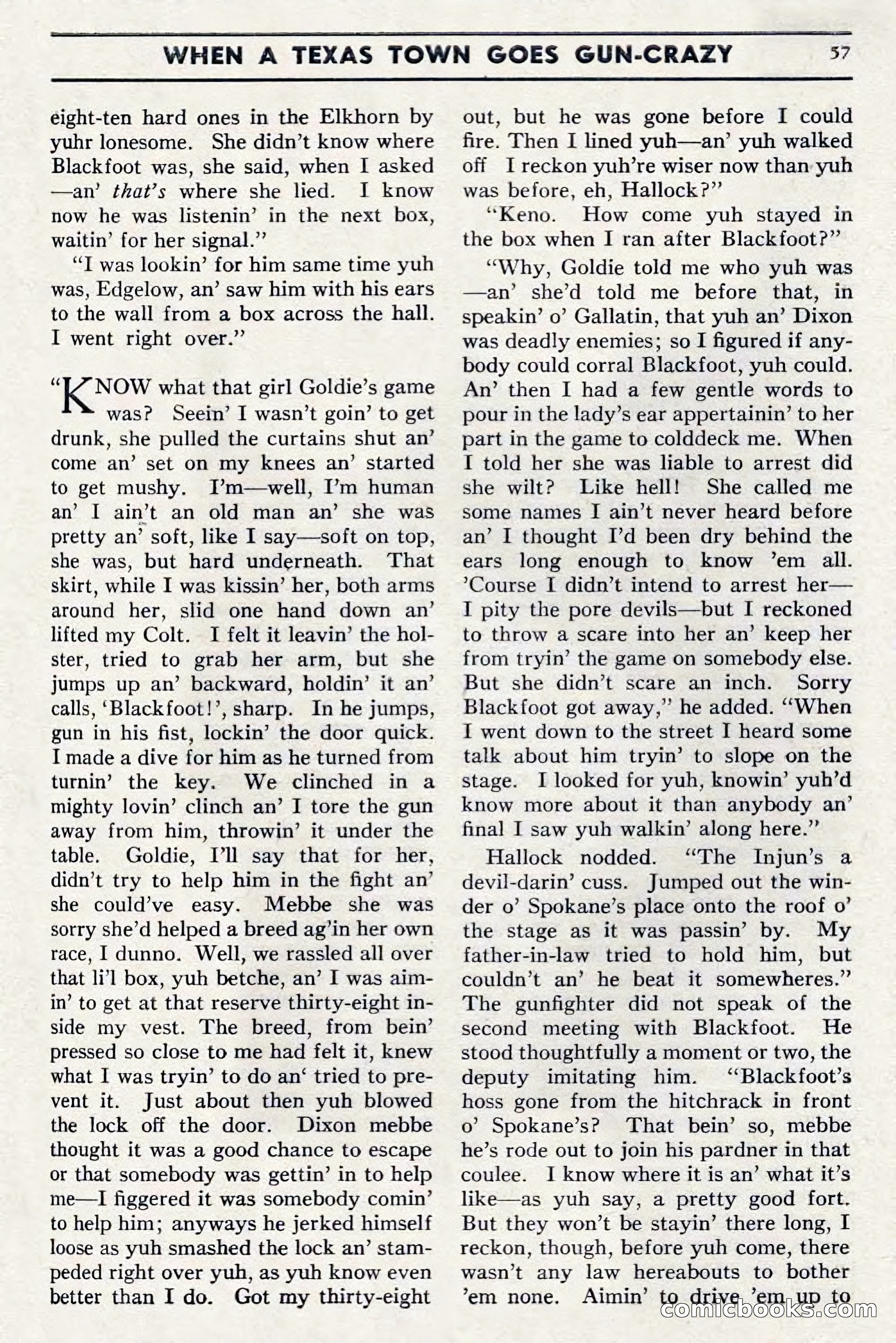 Two-Gun Western Novels Magazine, April 1942 — page 57 of 116