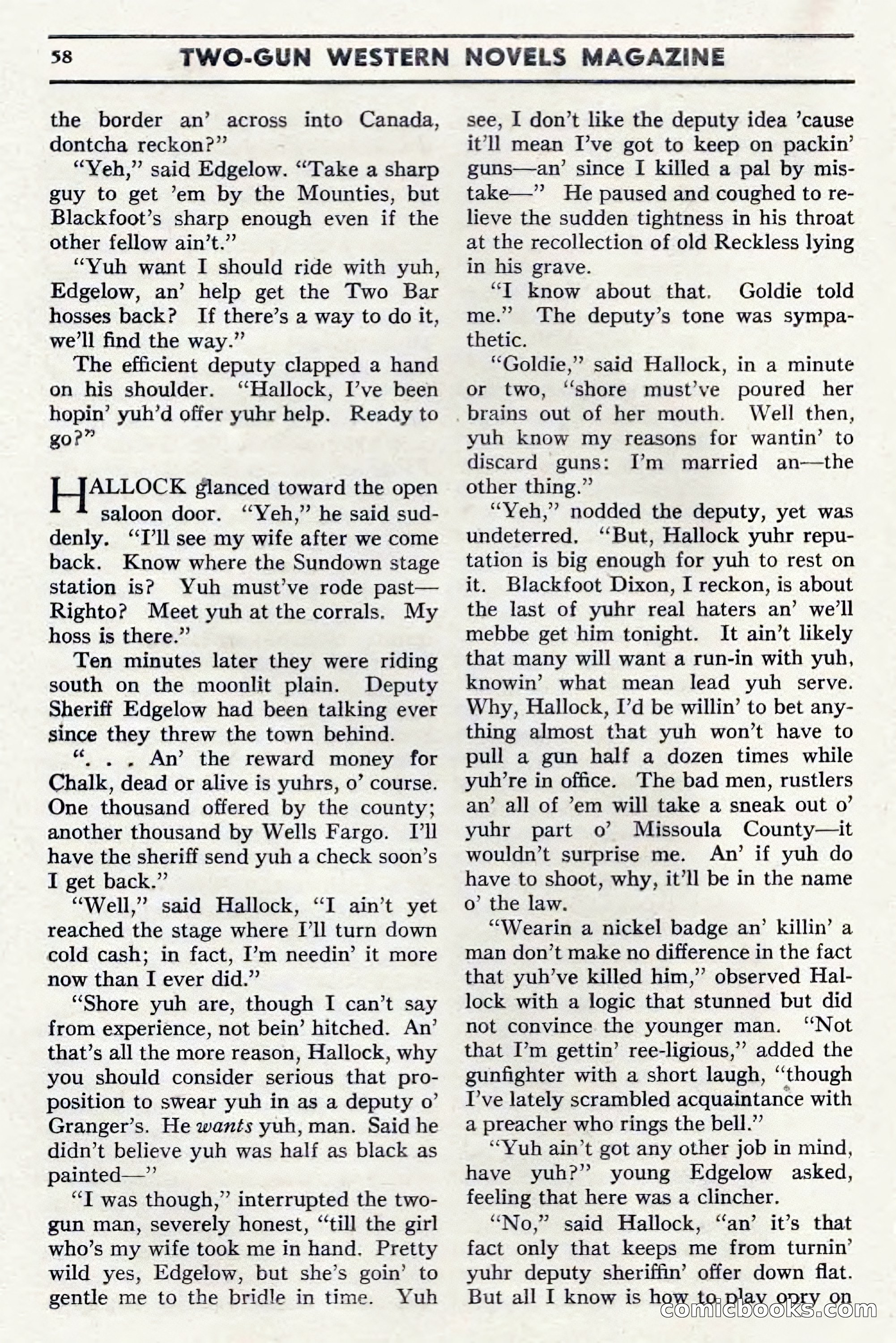 Two-Gun Western Novels Magazine, April 1942 — page 58 of 116