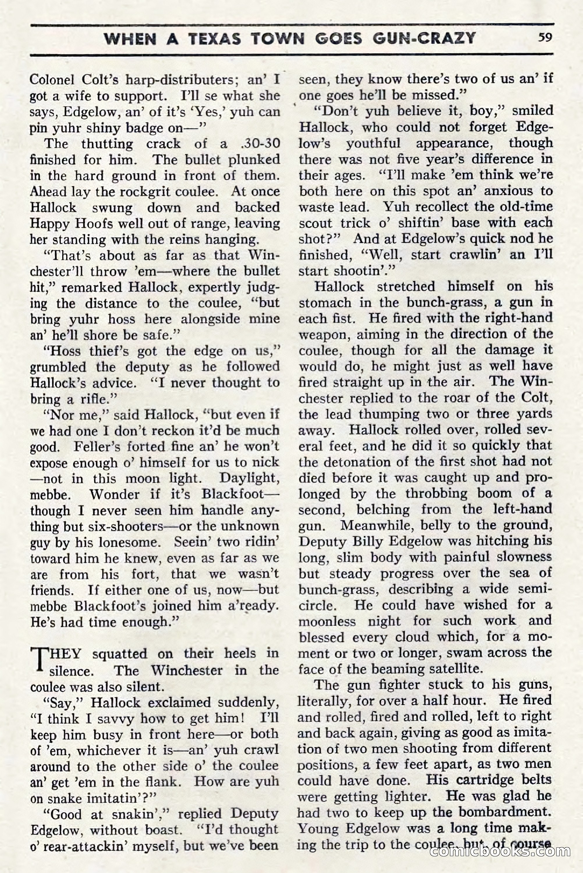 Two-Gun Western Novels Magazine, April 1942 — page 59 of 116