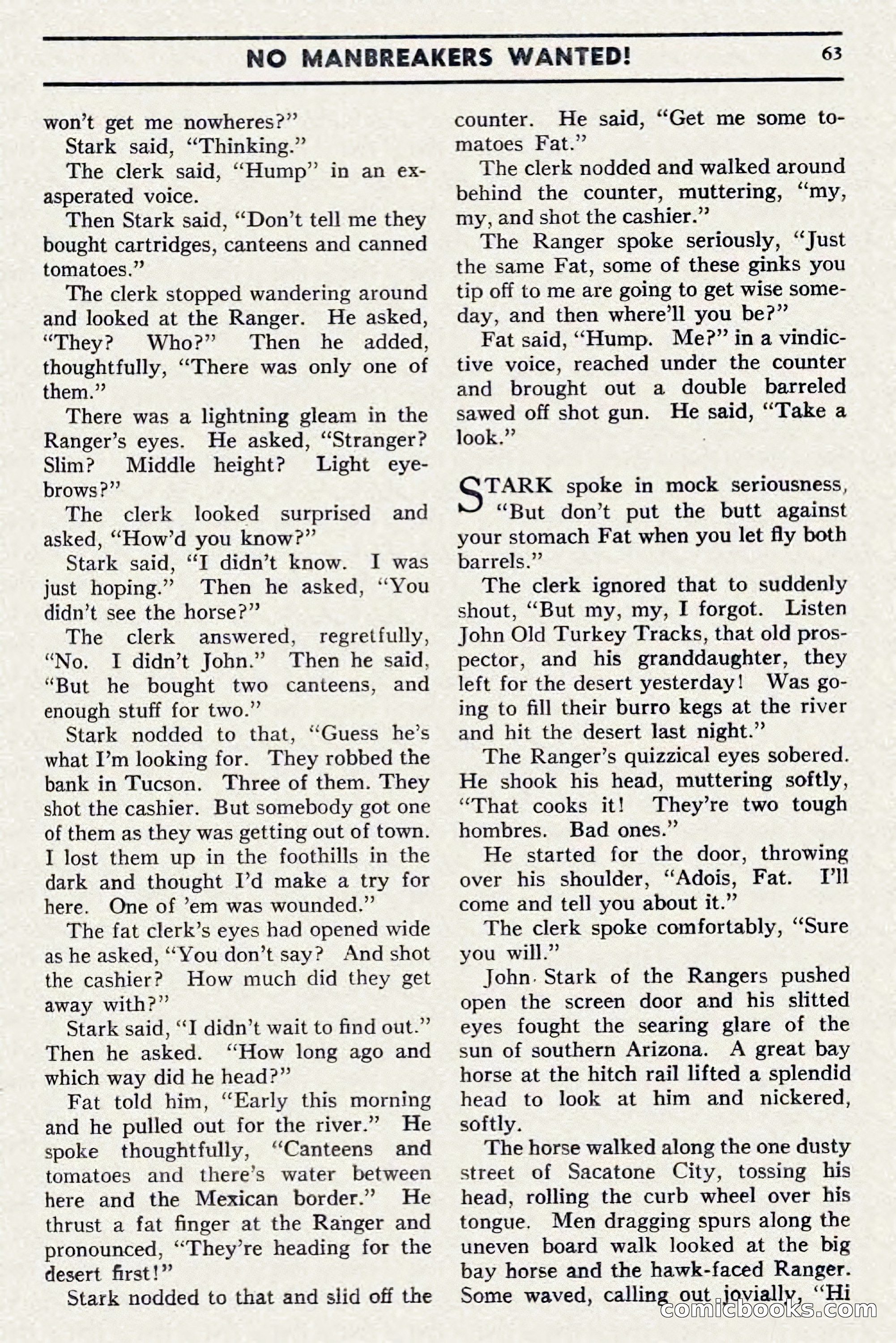 Two-Gun Western Novels Magazine, April 1942 — page 63 of 116