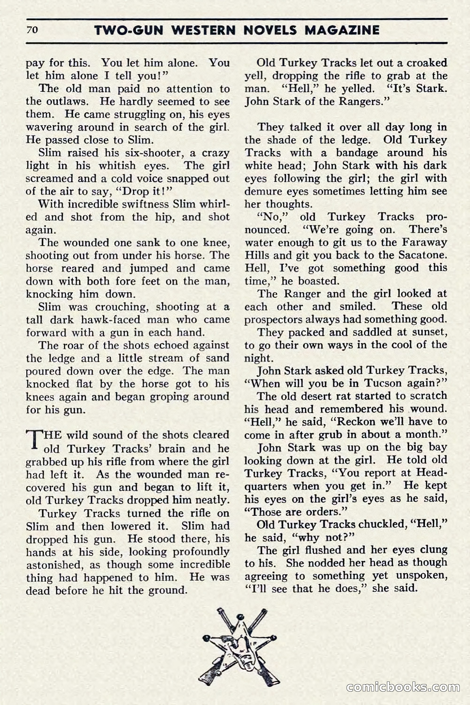 Two-Gun Western Novels Magazine, April 1942 — page 70 of 116