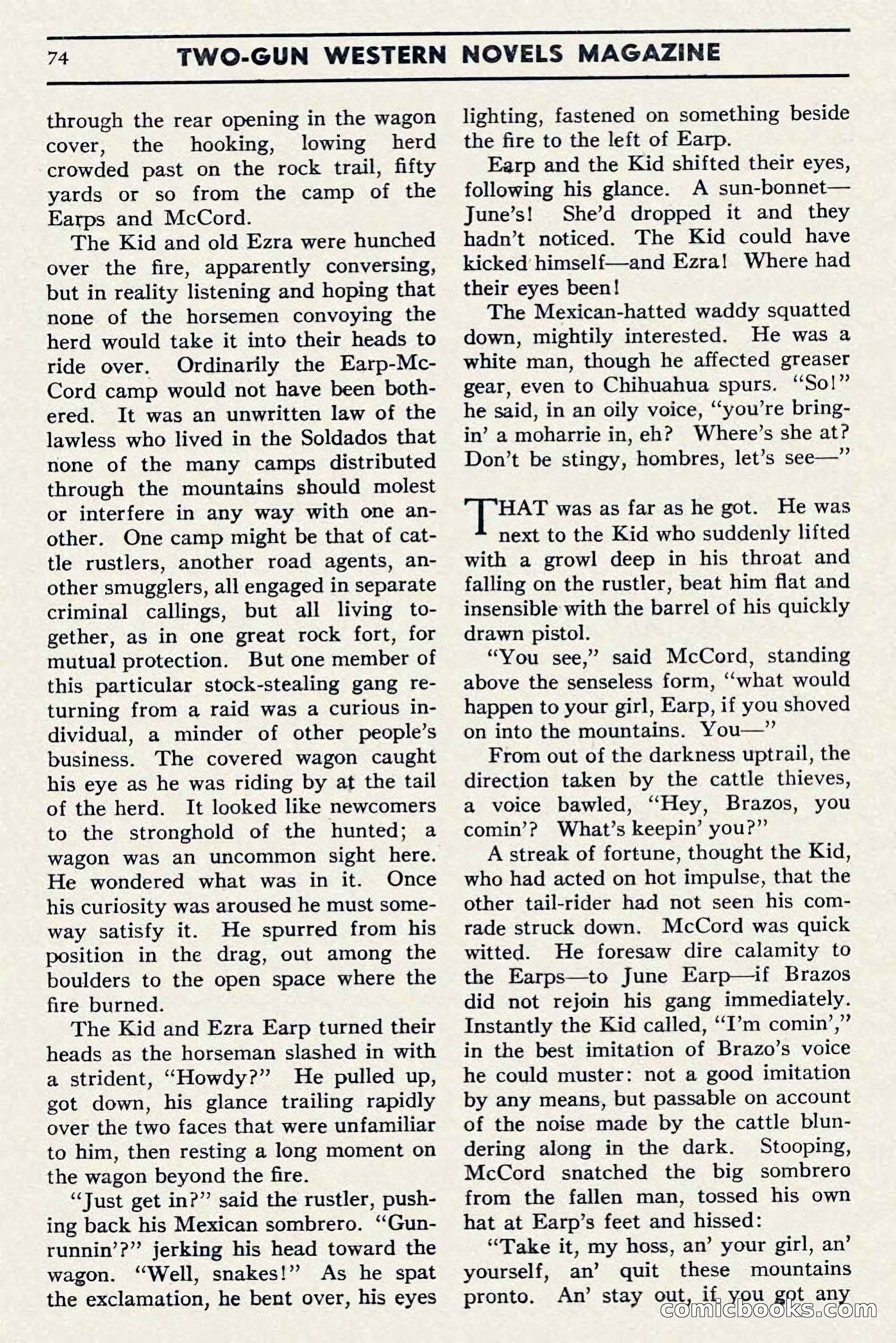 Two-Gun Western Novels Magazine, April 1942 — page 74 of 116