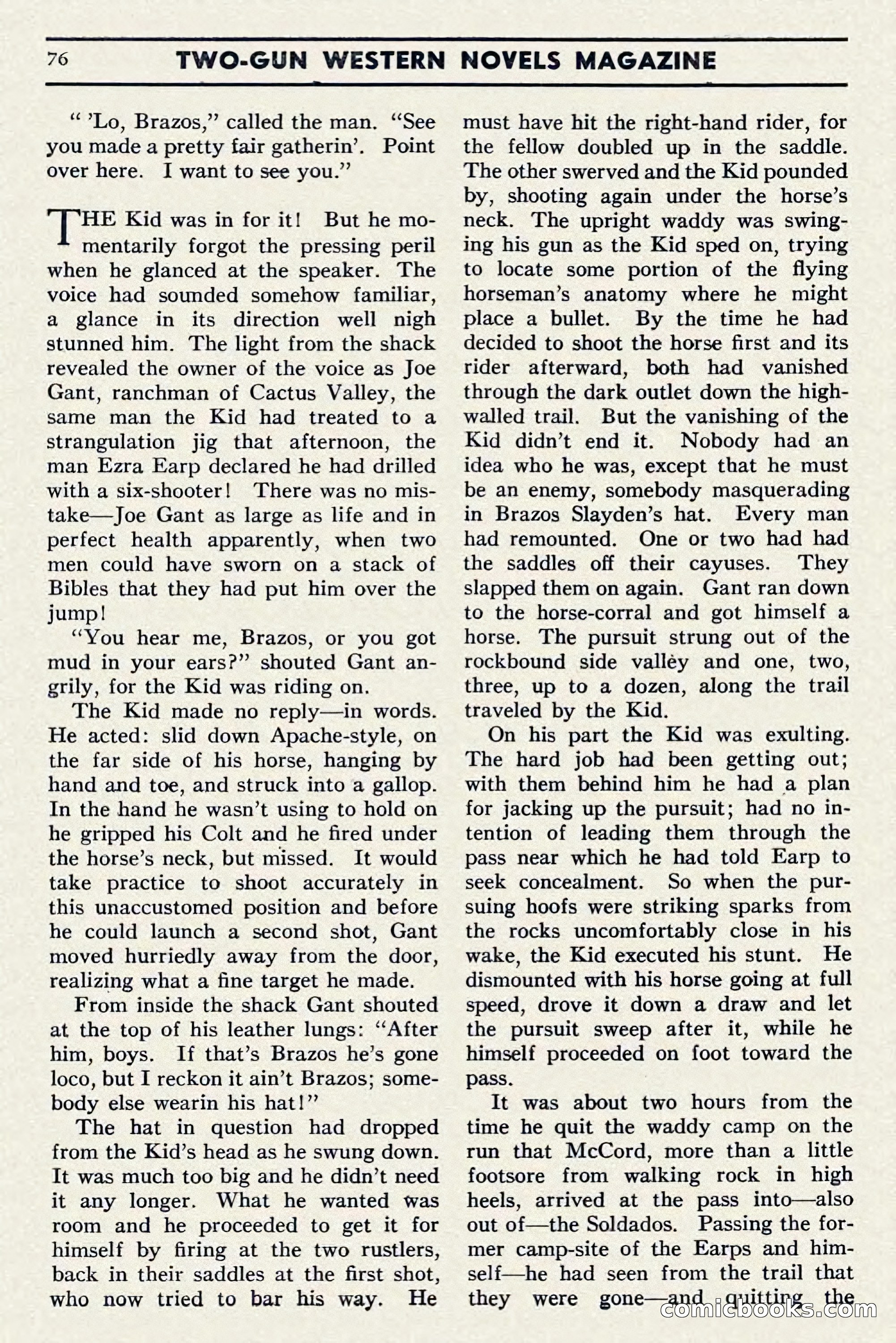 Two-Gun Western Novels Magazine, April 1942 — page 76 of 116