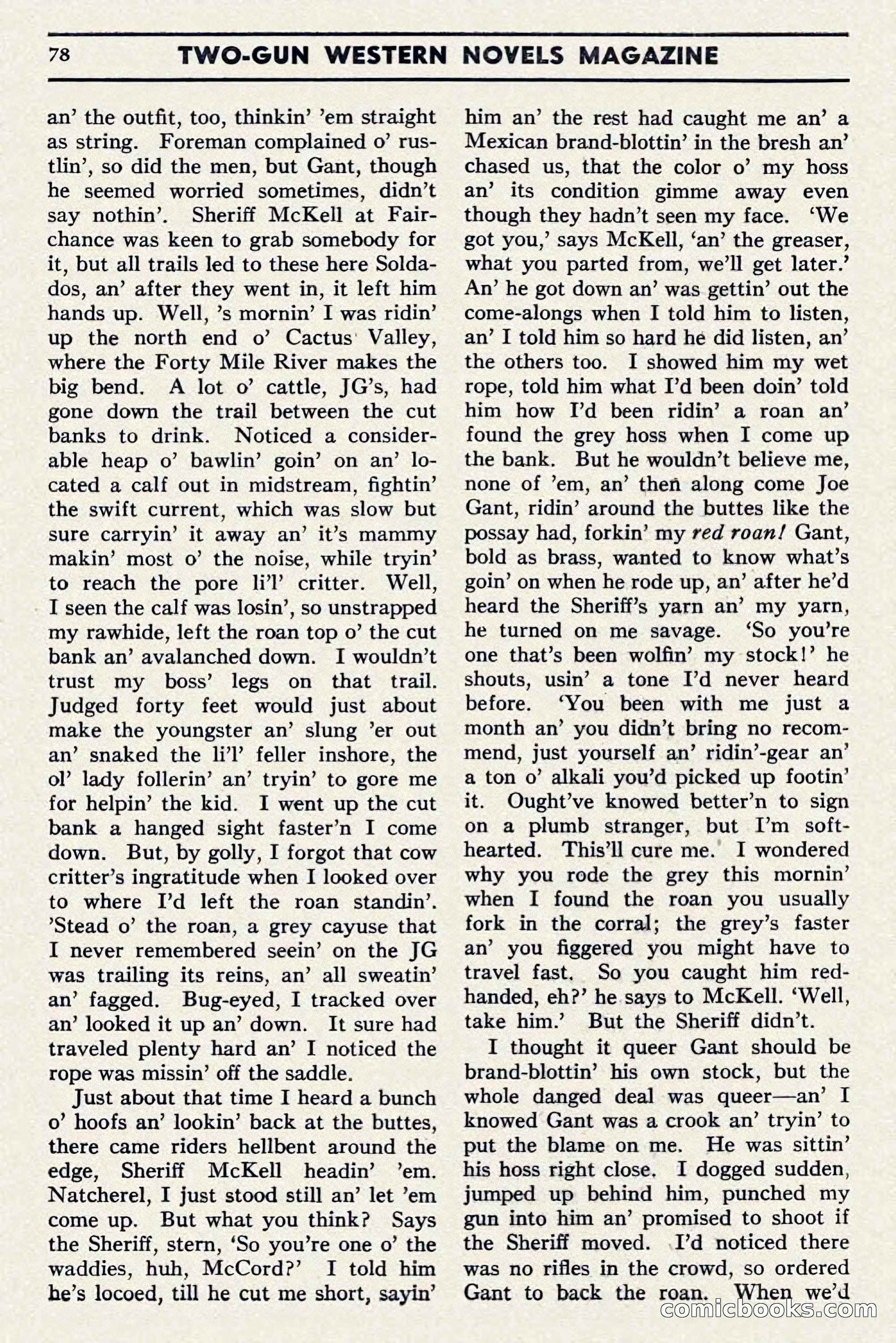 Two-Gun Western Novels Magazine, April 1942 — page 78 of 116