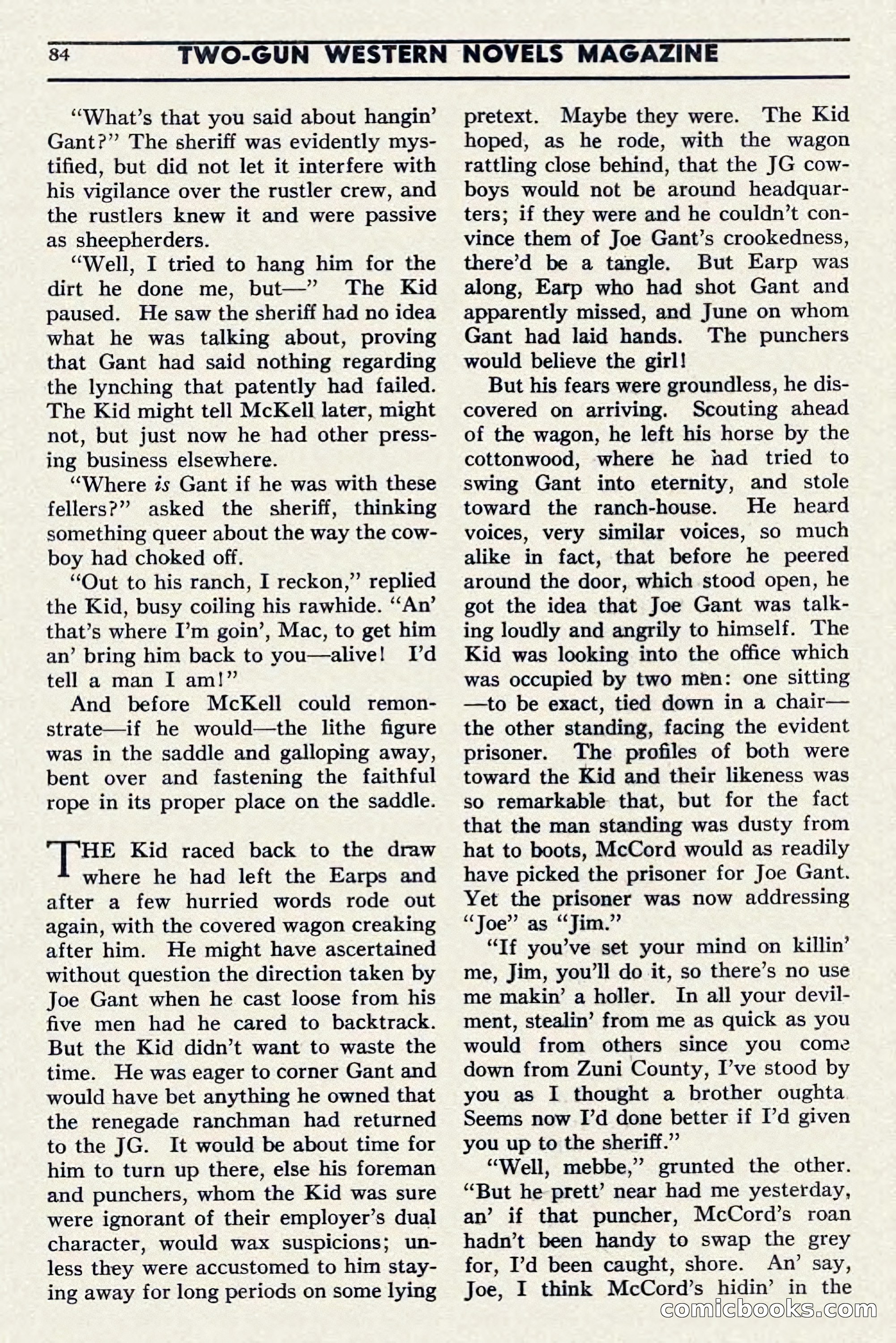 Two-Gun Western Novels Magazine, April 1942 — page 84 of 116