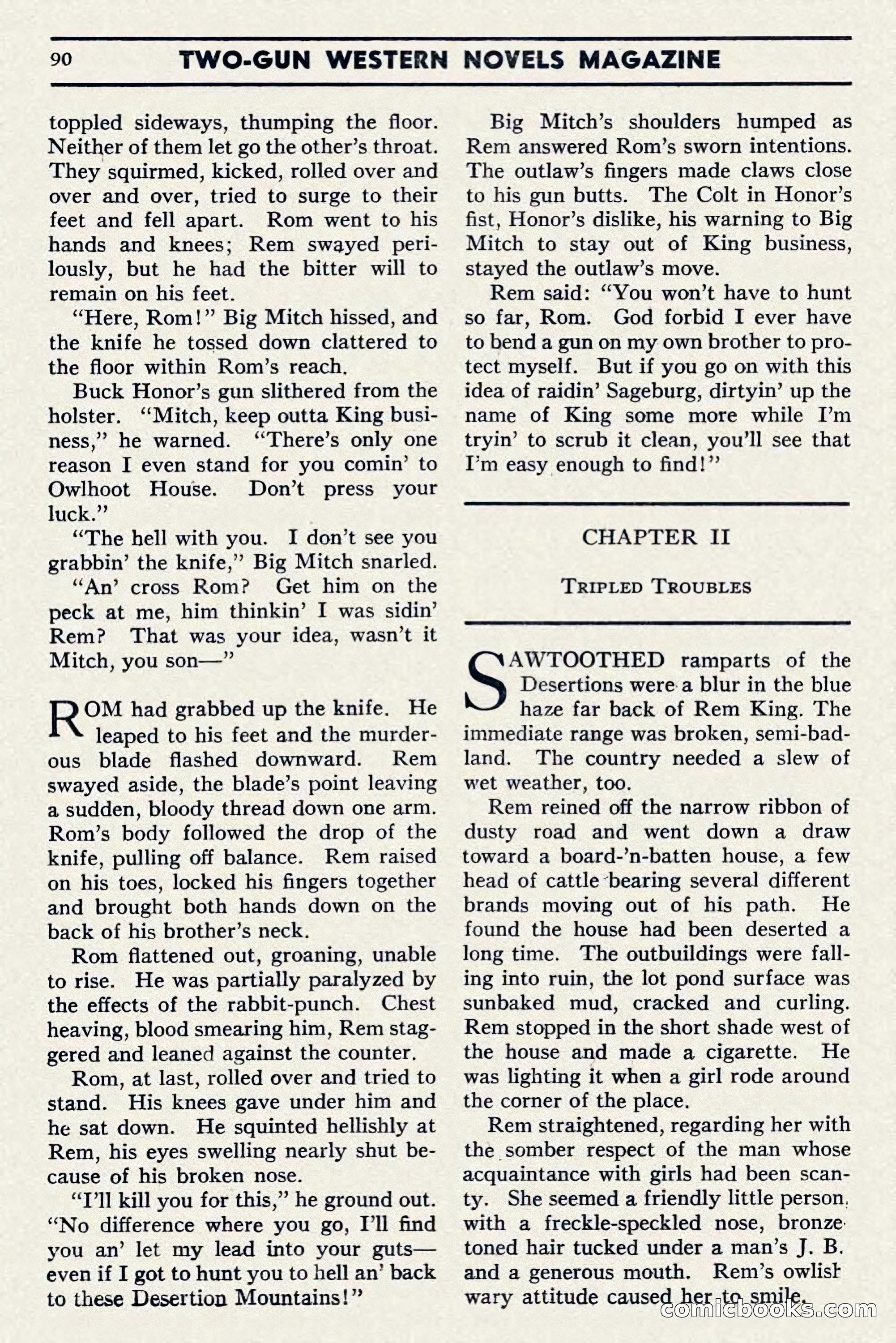 Two-Gun Western Novels Magazine, April 1942 — page 90 of 116