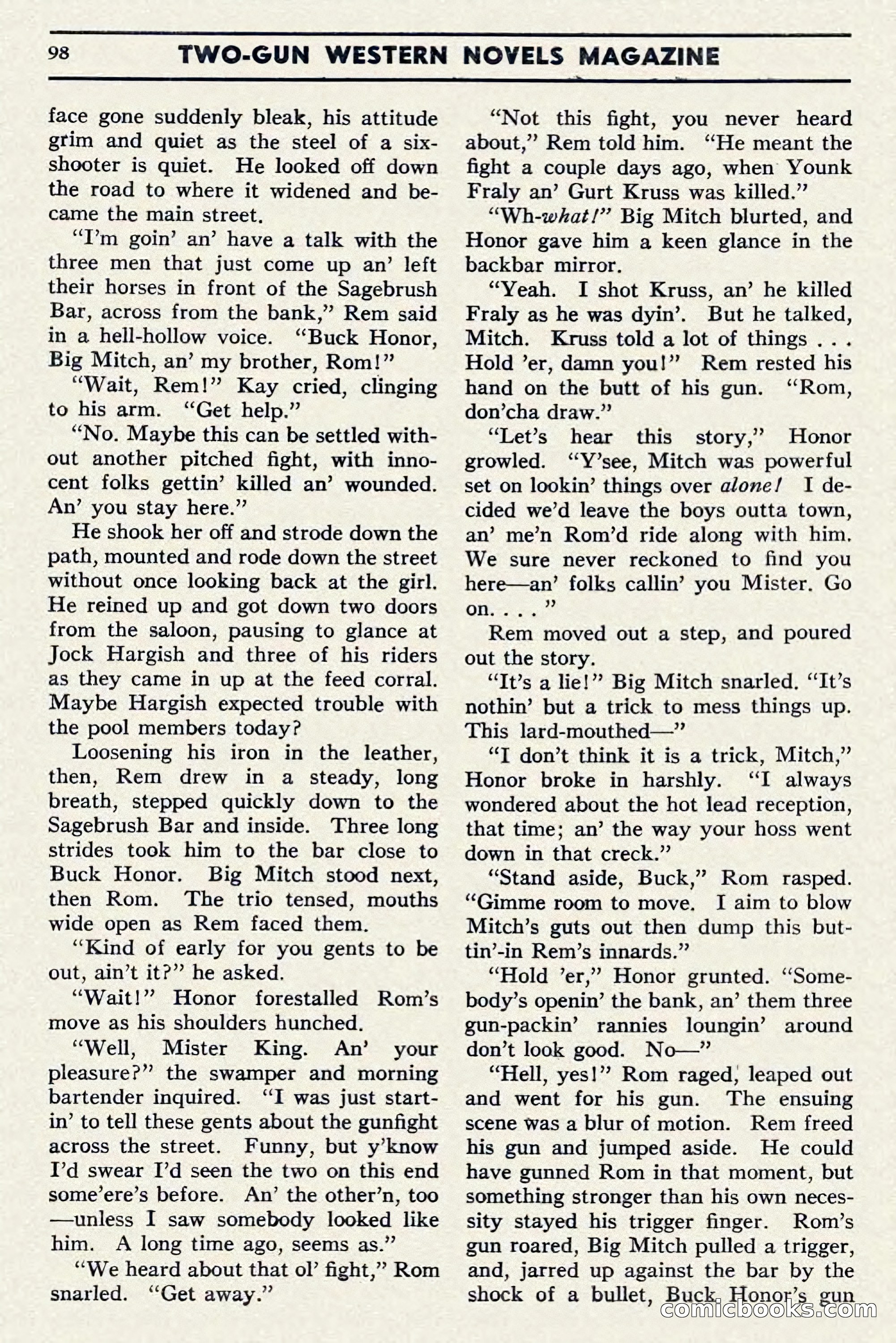 Two-Gun Western Novels Magazine, April 1942 — page 98 of 116