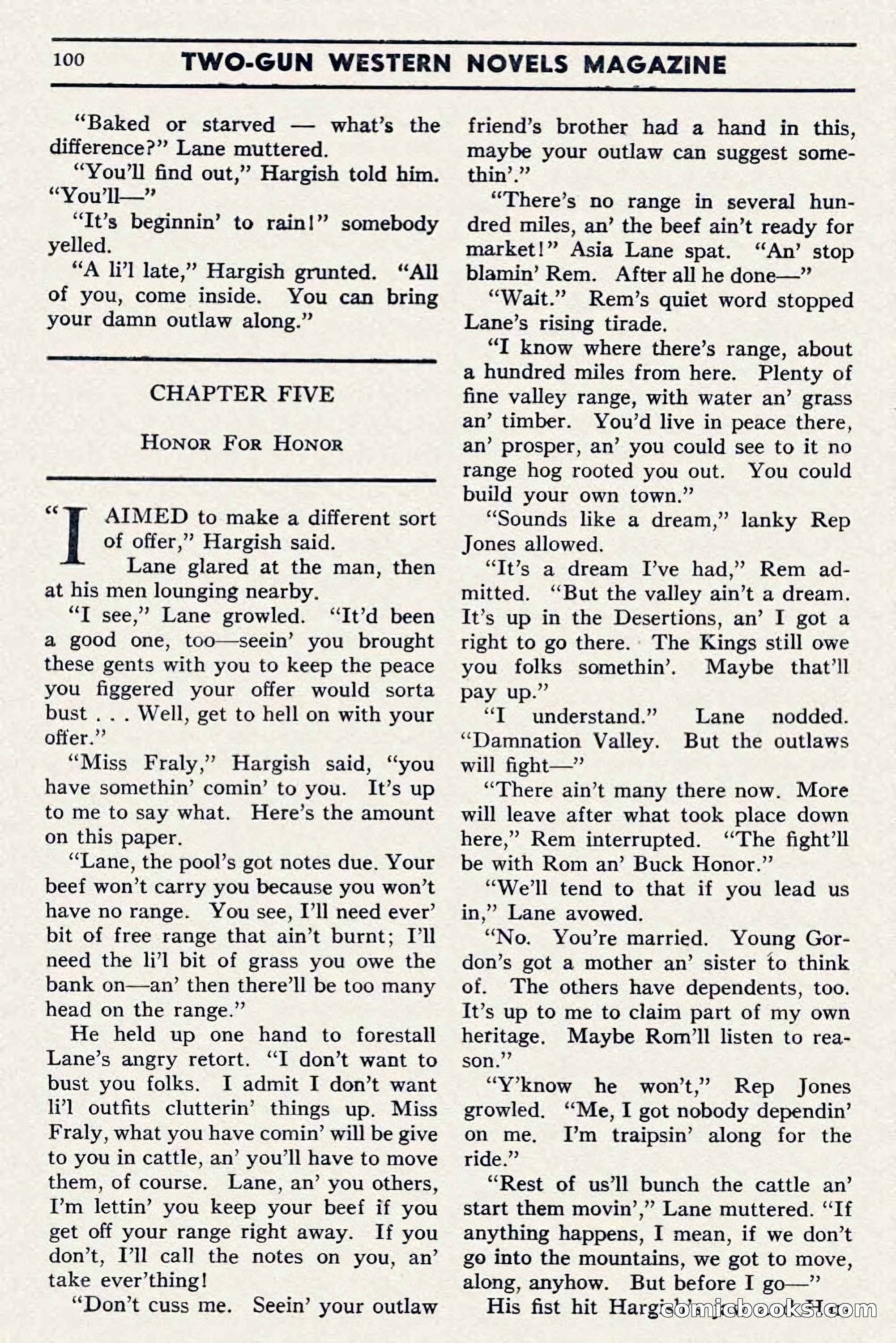 Two-Gun Western Novels Magazine, April 1942 — page 100 of 116