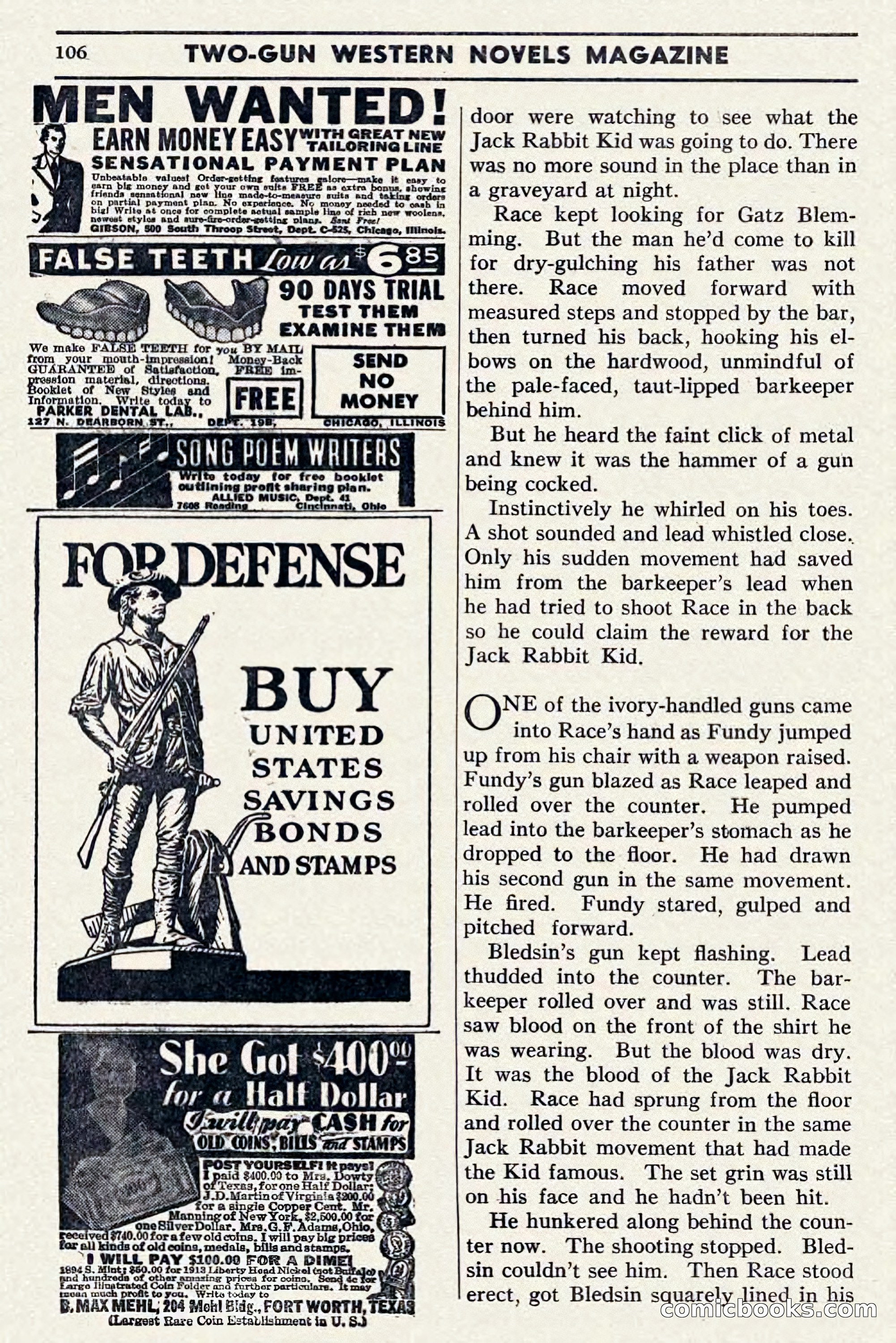 Two-Gun Western Novels Magazine, April 1942 — page 106 of 116