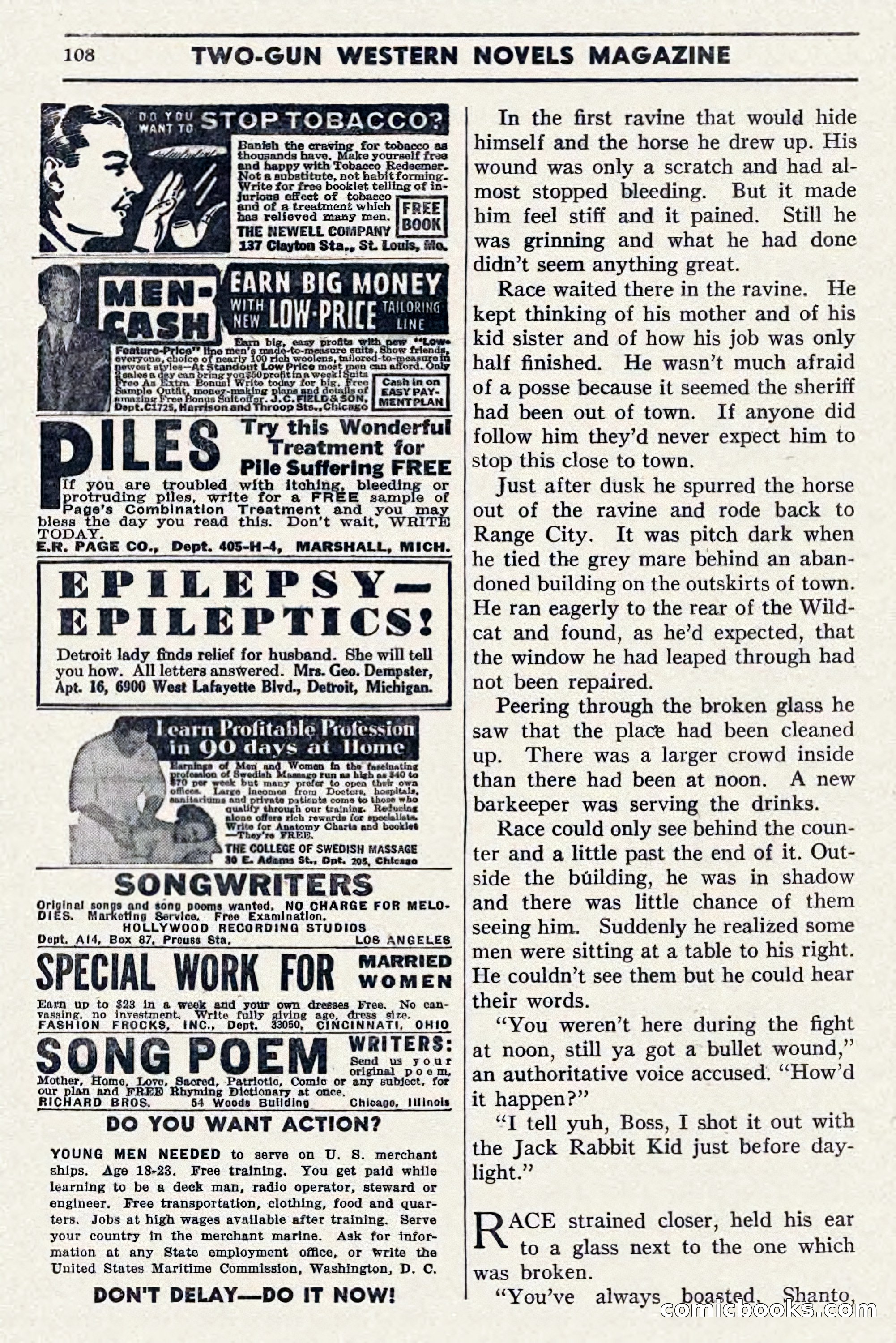 Two-Gun Western Novels Magazine, April 1942 — page 108 of 116