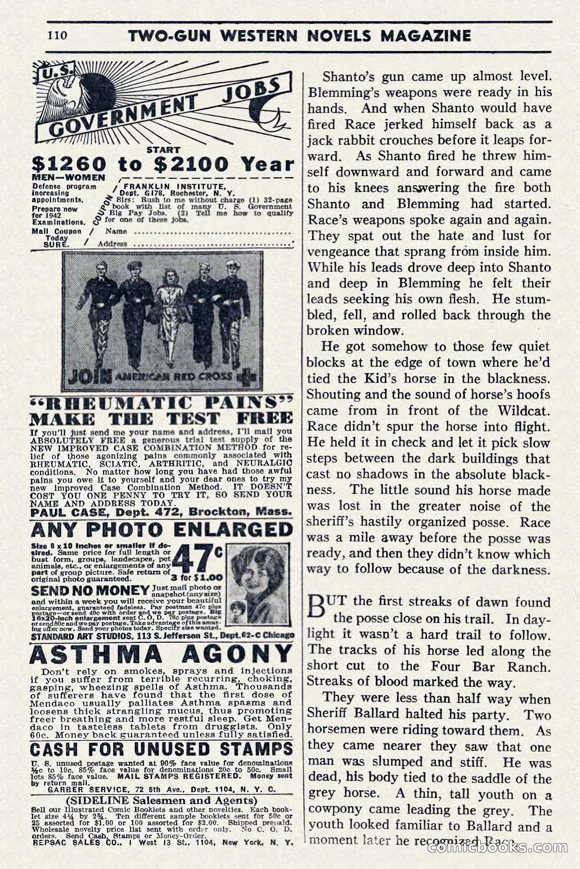Two-Gun Western Novels Magazine, April 1942 — page 110 of 116