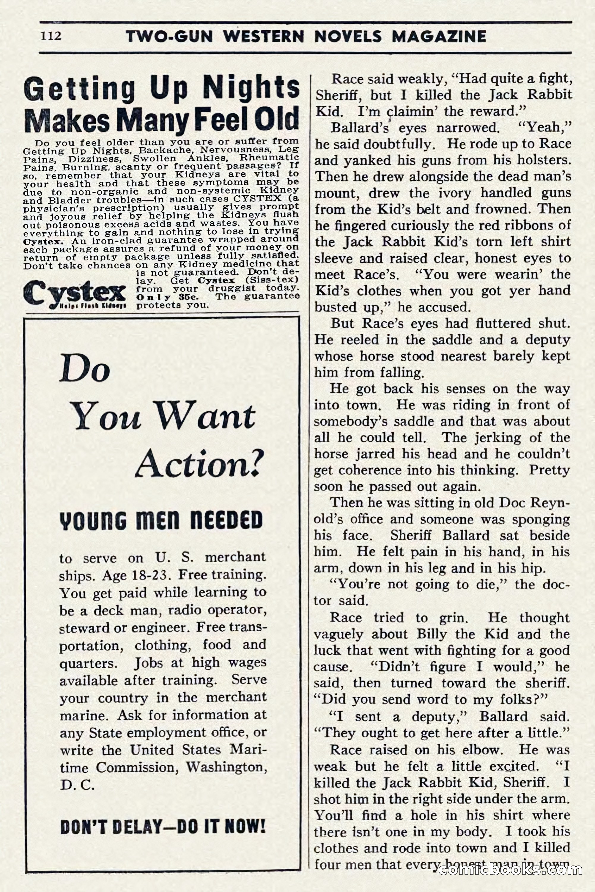 Two-Gun Western Novels Magazine, April 1942 — page 112 of 116