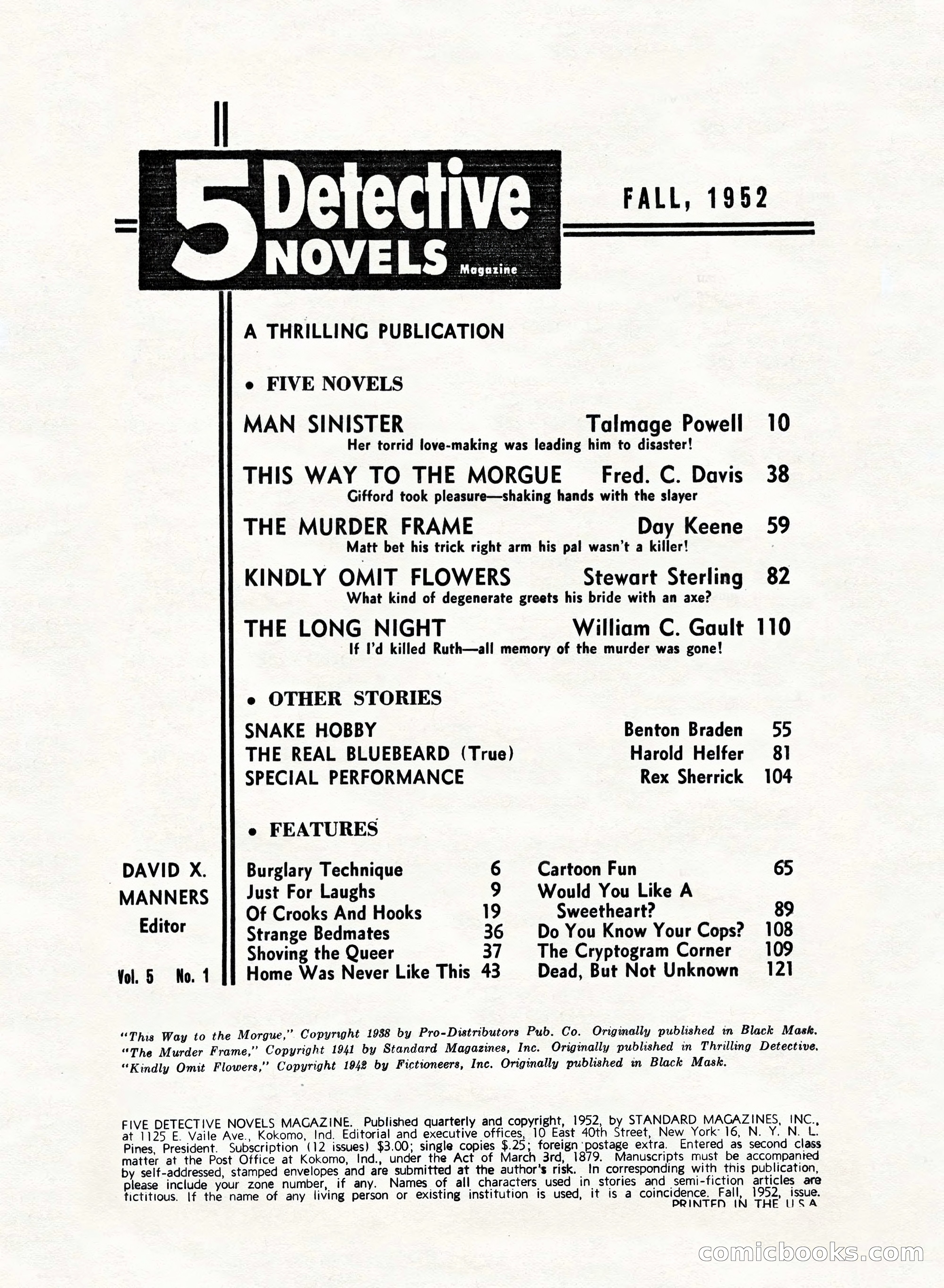 5 Detective Novels Magazine, Fall 1952 — page 4 of 132