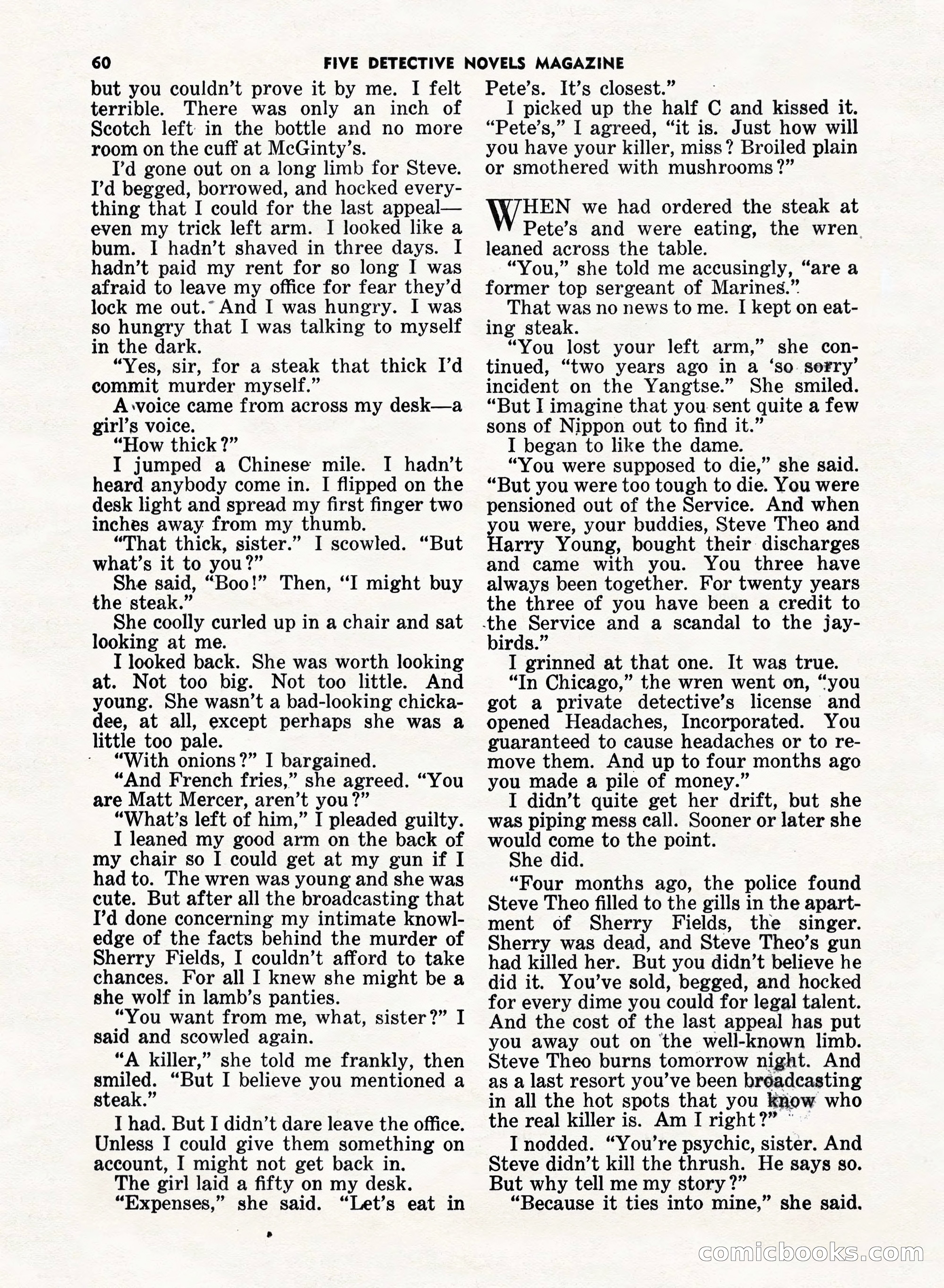 5 Detective Novels Magazine, Fall 1952 — page 60 of 132