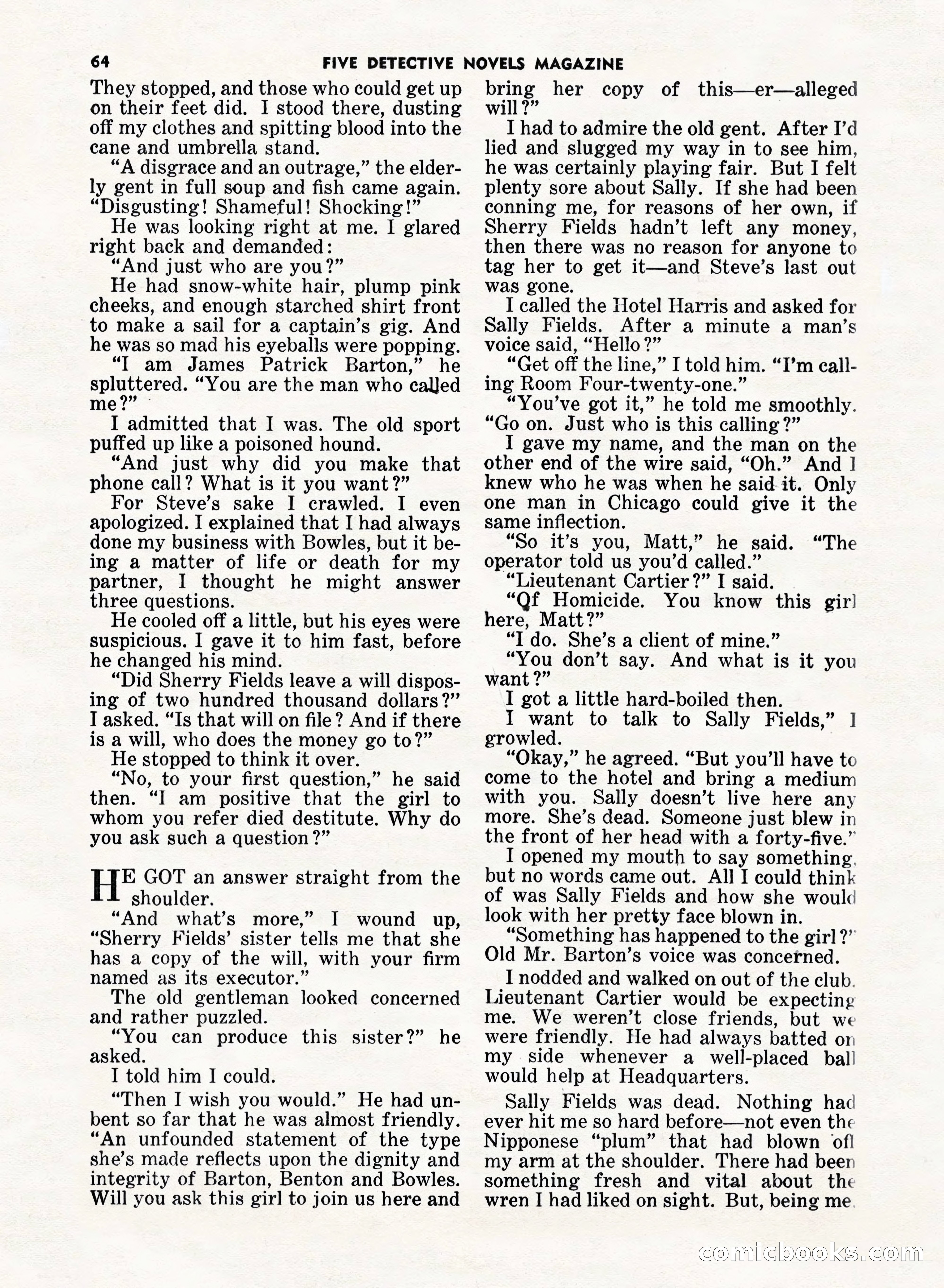 5 Detective Novels Magazine, Fall 1952 — page 64 of 132