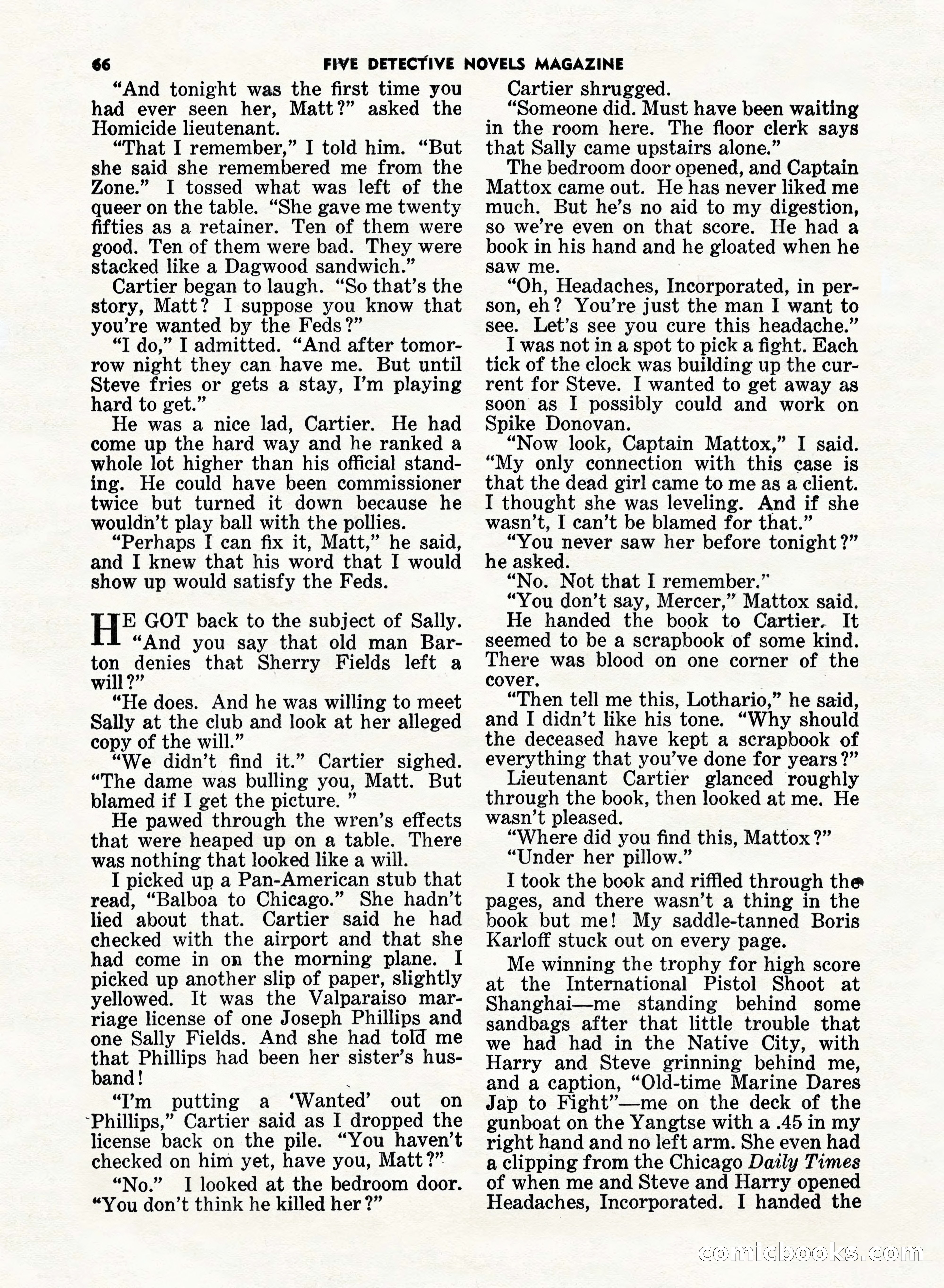 5 Detective Novels Magazine, Fall 1952 — page 66 of 132