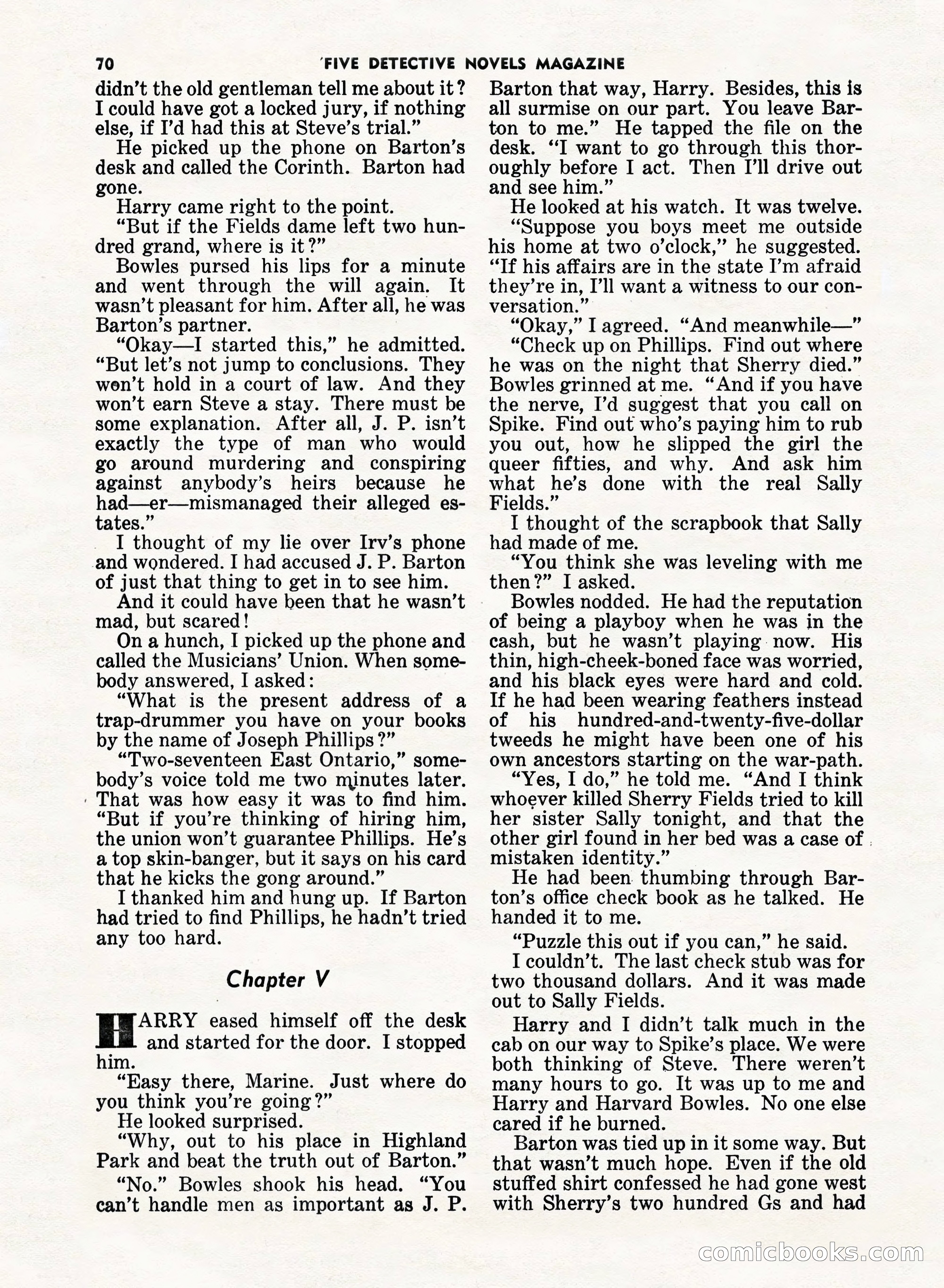 5 Detective Novels Magazine, Fall 1952 — page 70 of 132
