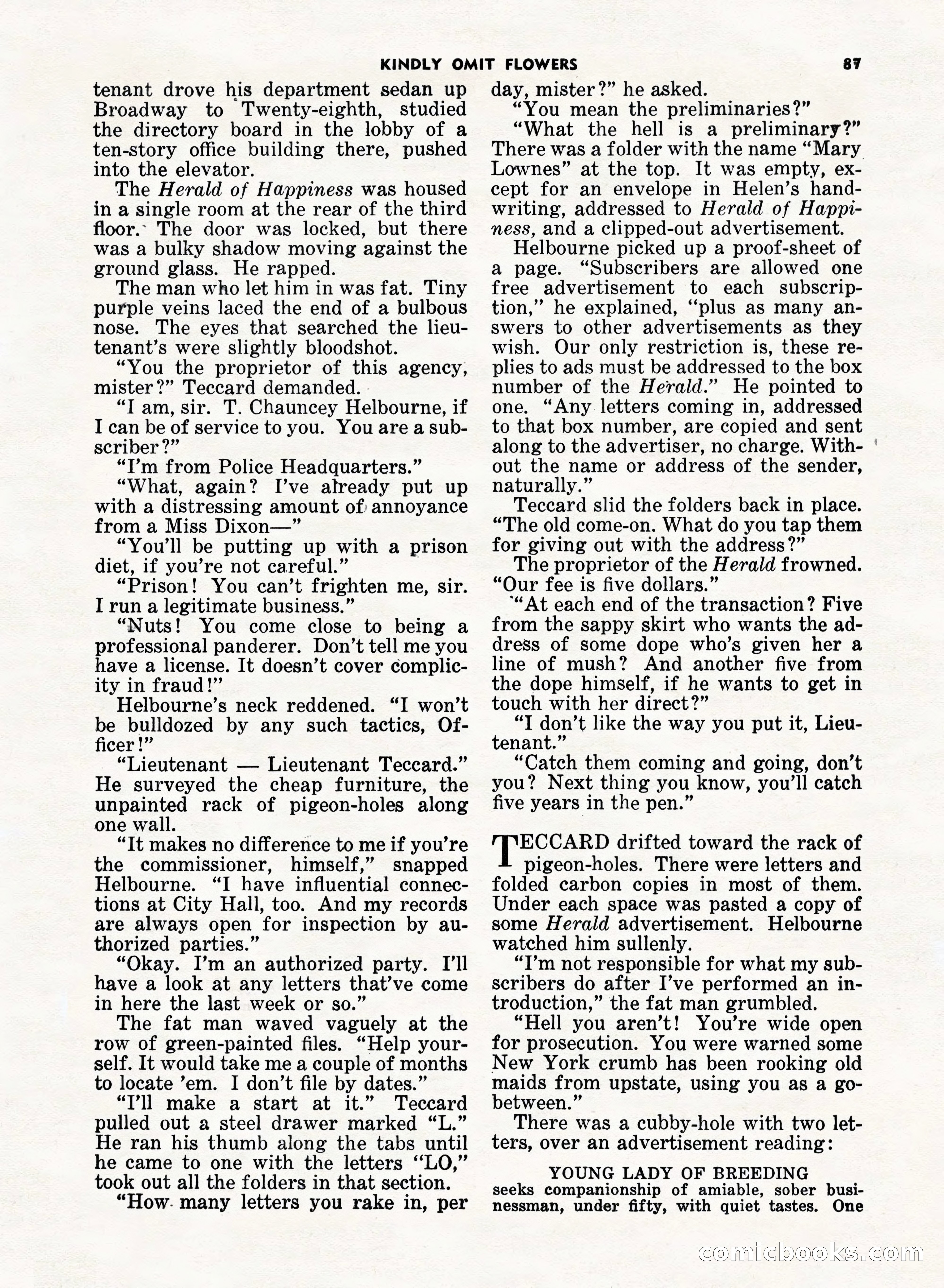 5 Detective Novels Magazine, Fall 1952 — page 87 of 132