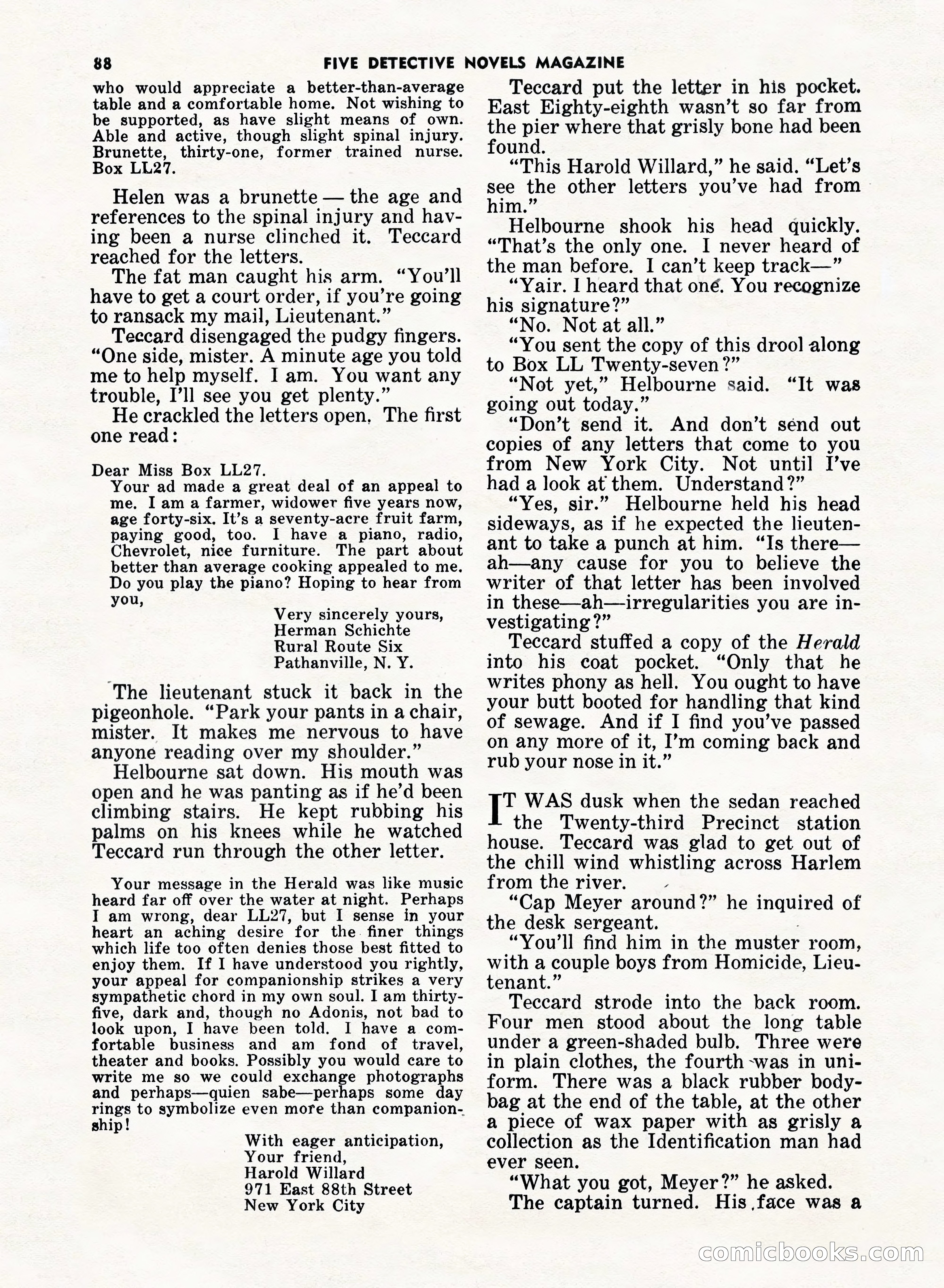 5 Detective Novels Magazine, Fall 1952 — page 88 of 132