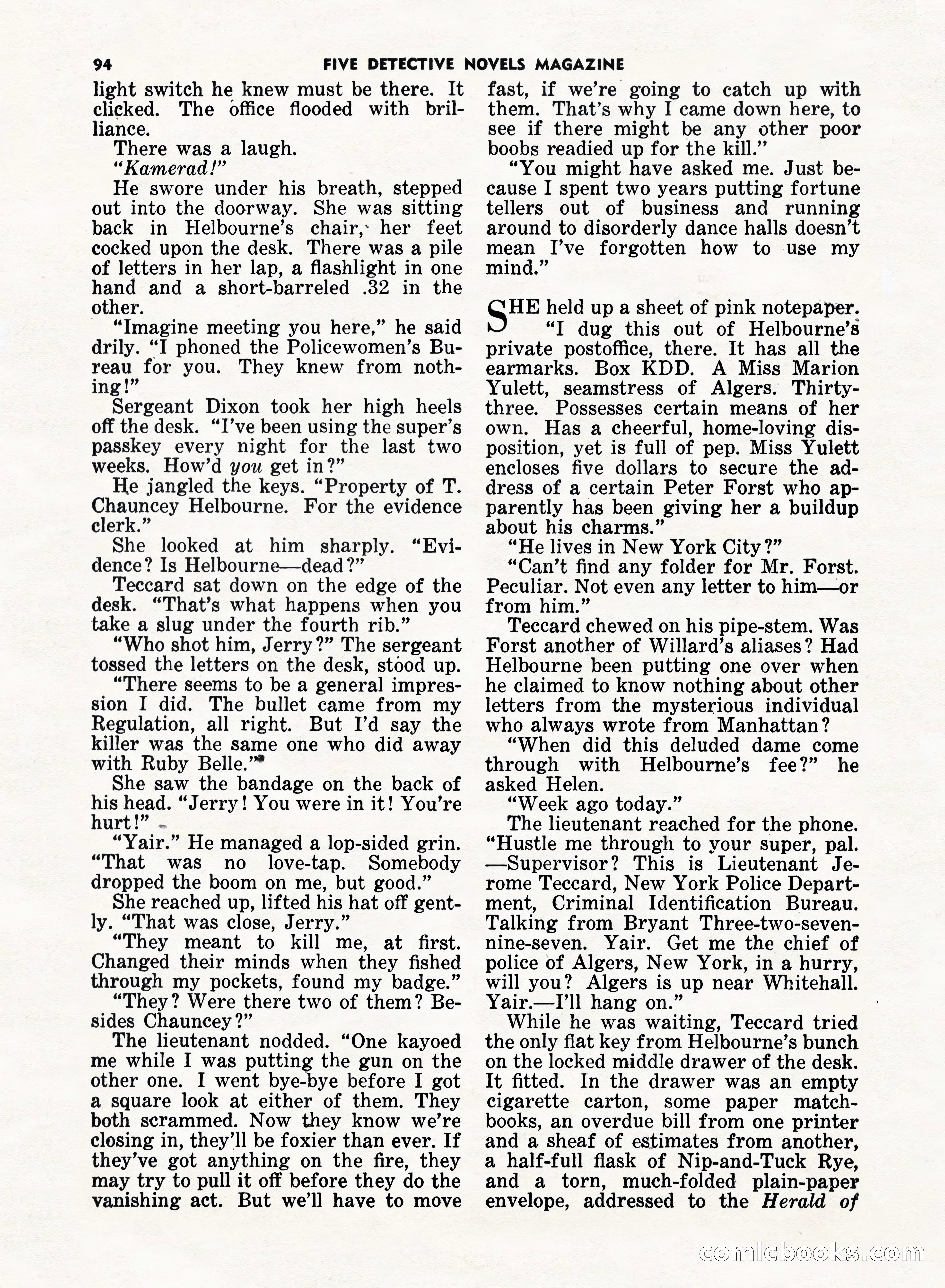 5 Detective Novels Magazine, Fall 1952 — page 94 of 132