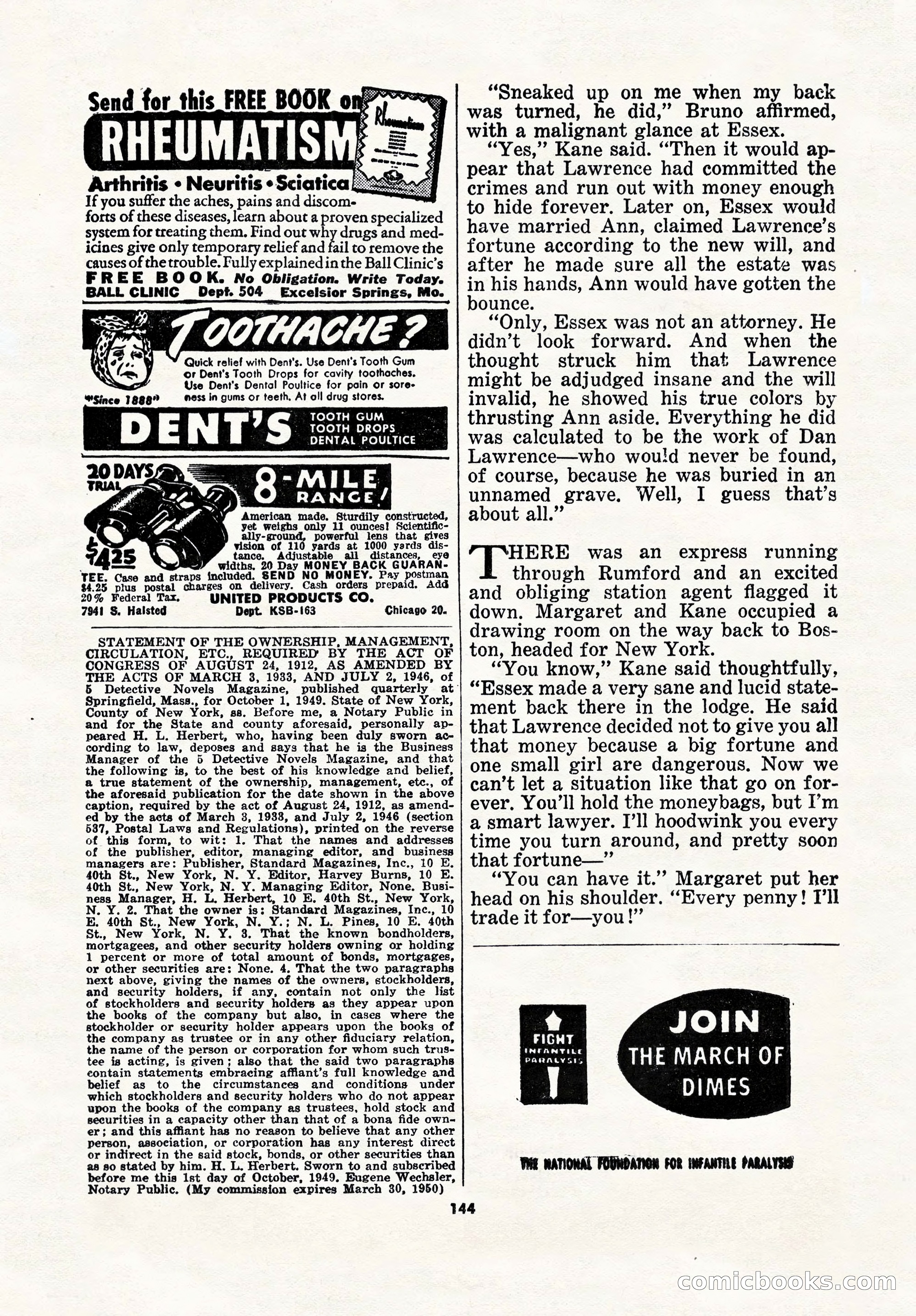 5 Detective Novels Magazine, Winter 1950 — page 144 of 148